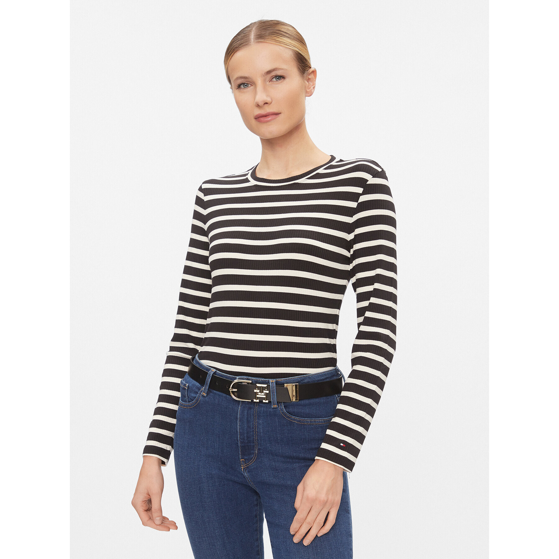 Tommy Hilfiger Блуза WW0WW40592 Черен Slim Fit - Pepit.bg