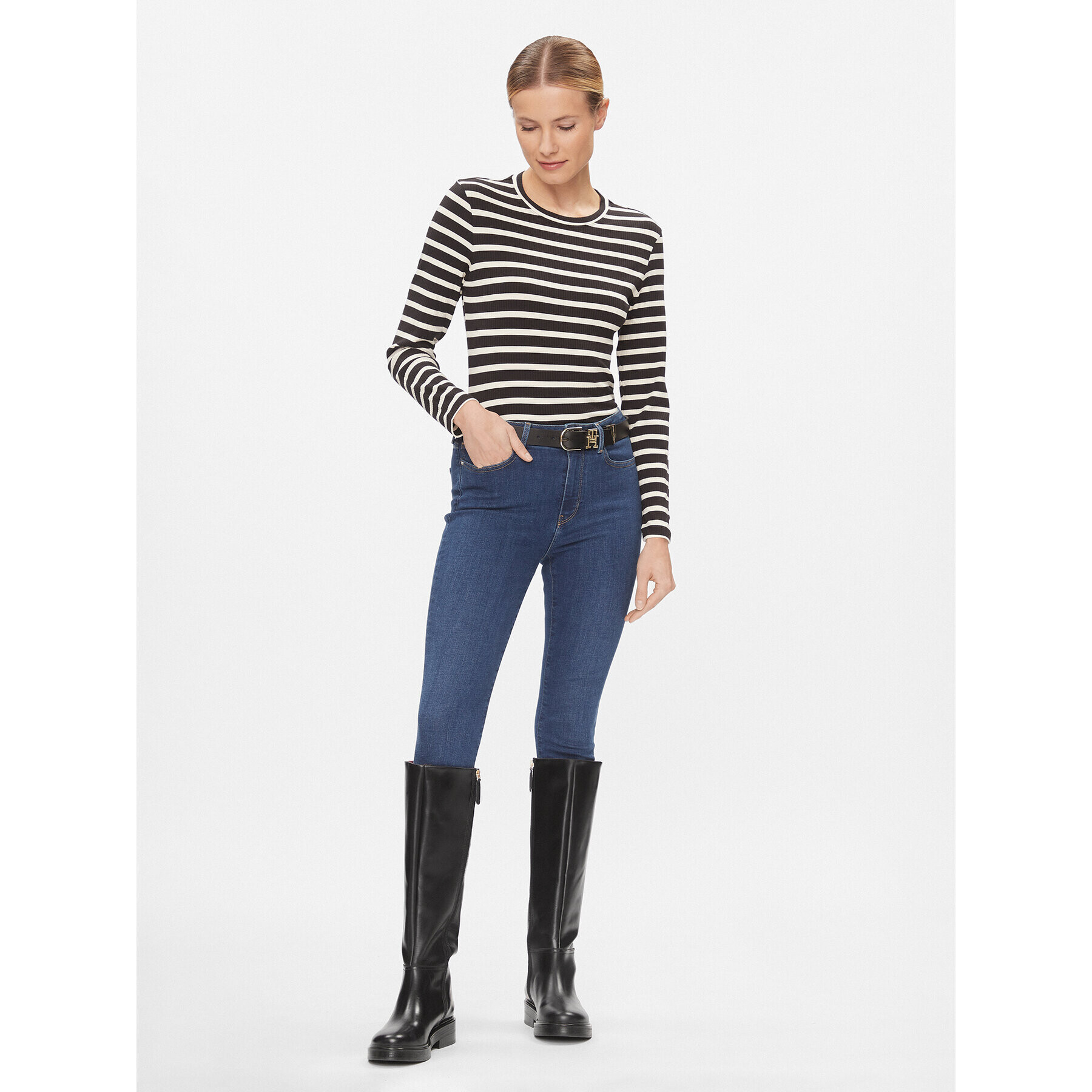 Tommy Hilfiger Блуза WW0WW40592 Черен Slim Fit - Pepit.bg