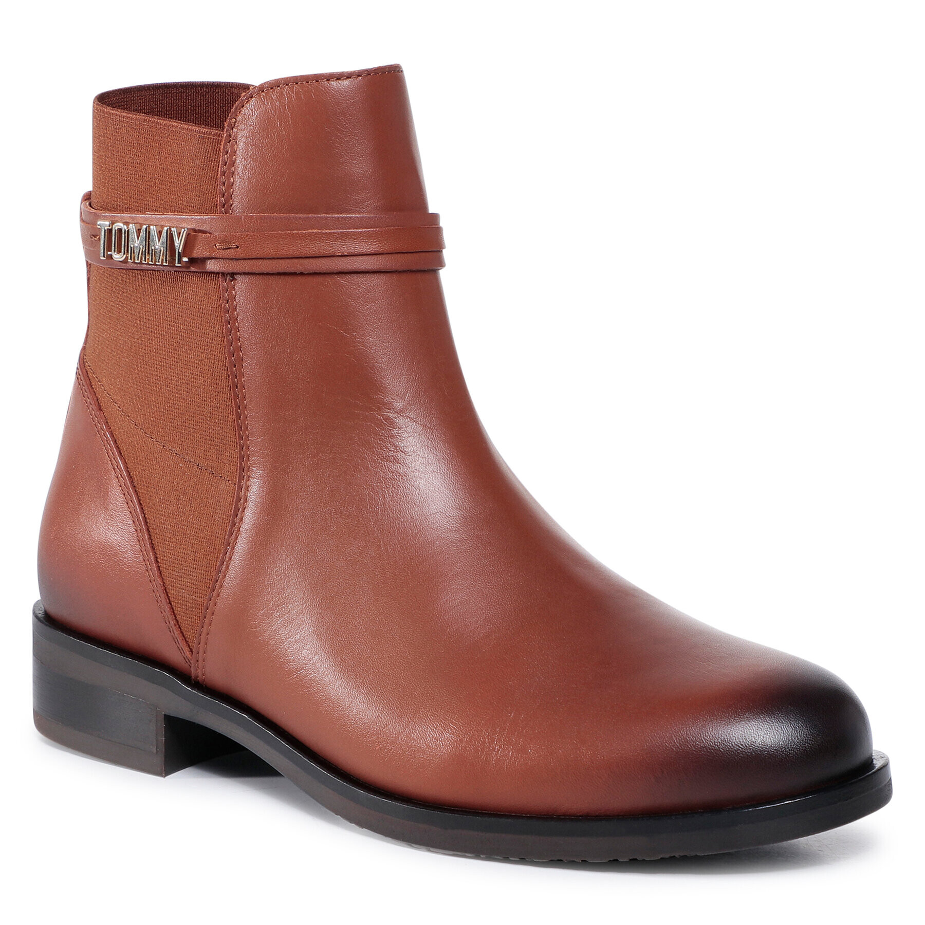 Tommy Hilfiger Боти Block Branding Flat Boot FW0FW05155 Кафяв - Pepit.bg