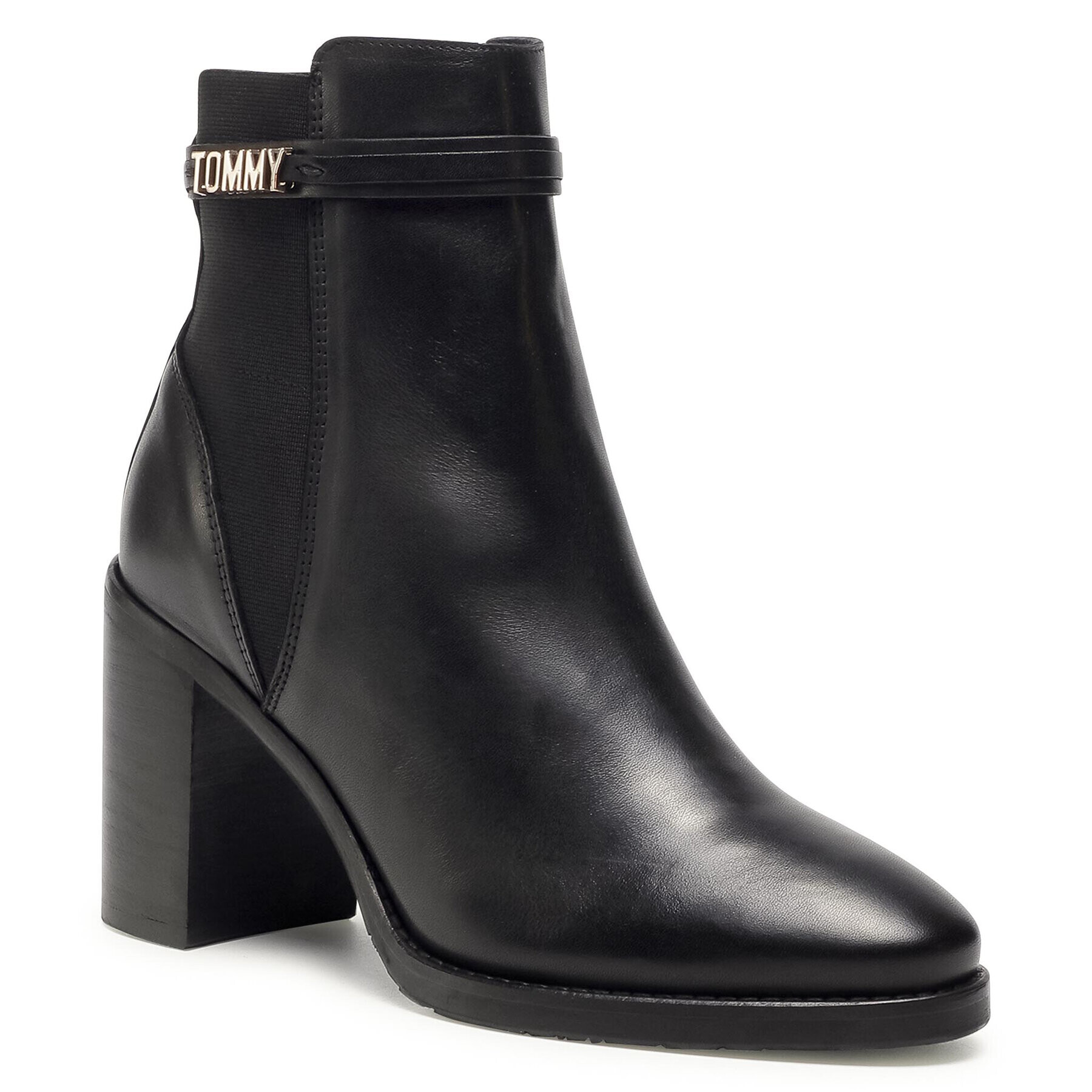 Tommy Hilfiger Боти Block Branding High Hell Boot FW0FW05153 Черен - Pepit.bg