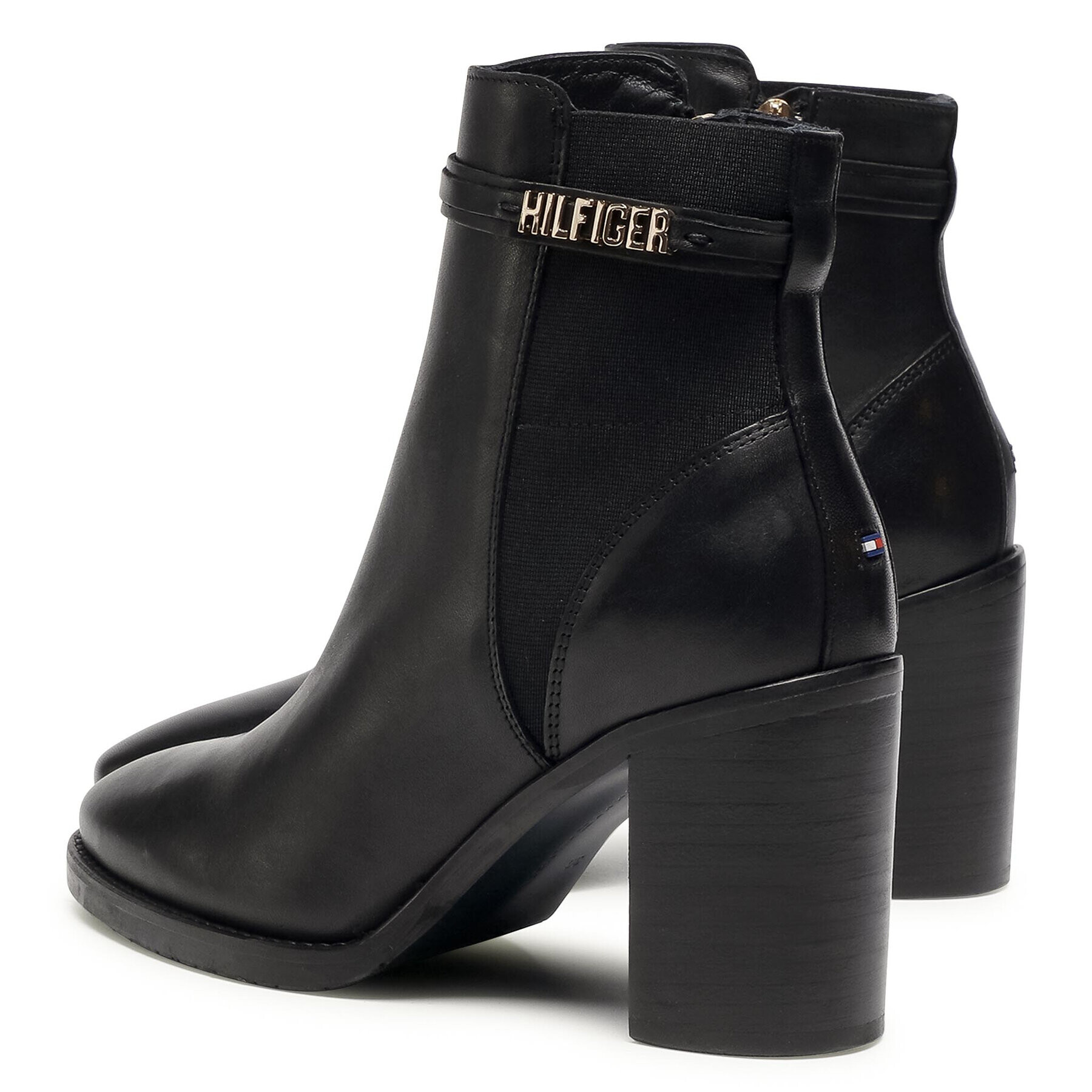 Tommy Hilfiger Боти Block Branding High Hell Boot FW0FW05153 Черен - Pepit.bg
