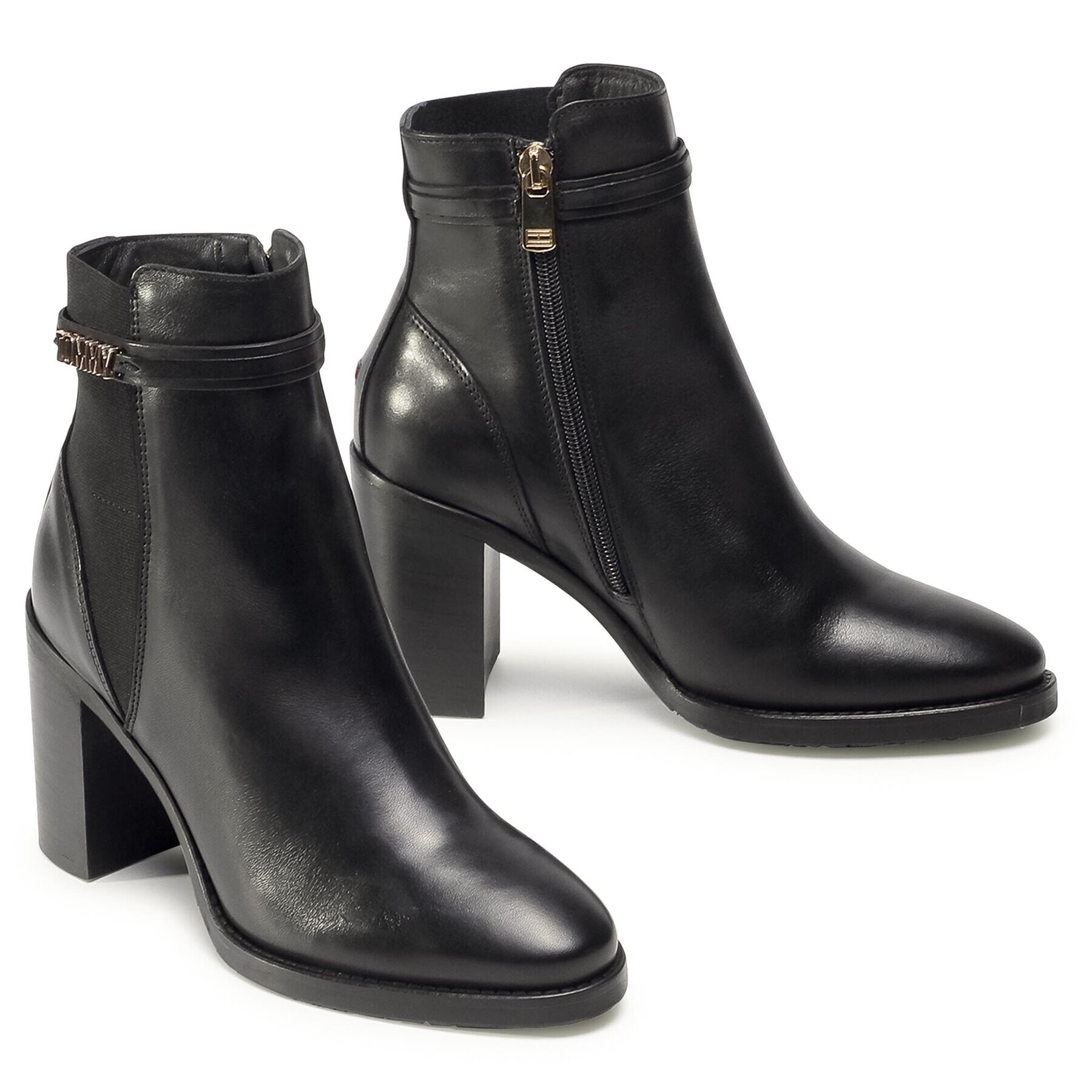 Tommy Hilfiger Боти Block Branding High Hell Boot FW0FW05153 Черен - Pepit.bg