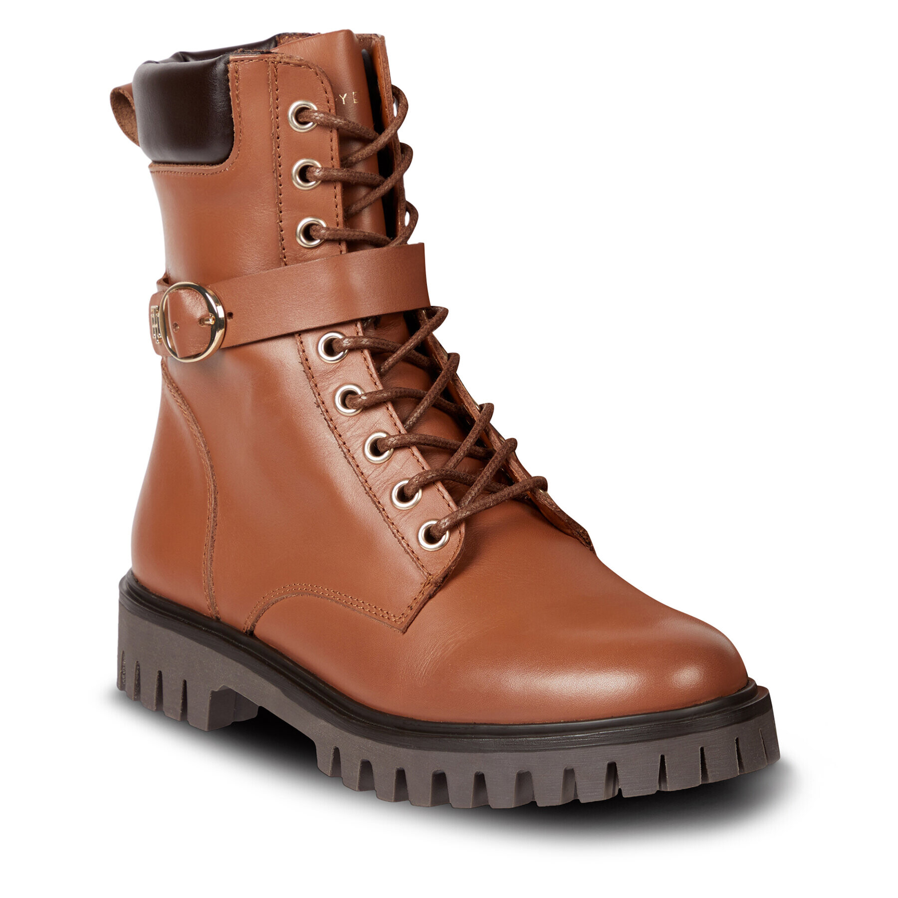 Tommy Hilfiger Боти Buckle Lace Up Boot FW0FW06734 Кафяв - Pepit.bg