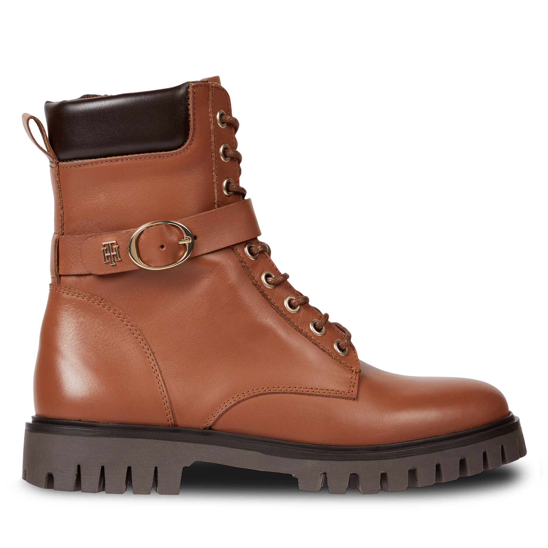 Tommy Hilfiger Боти Buckle Lace Up Boot FW0FW06734 Кафяв - Pepit.bg