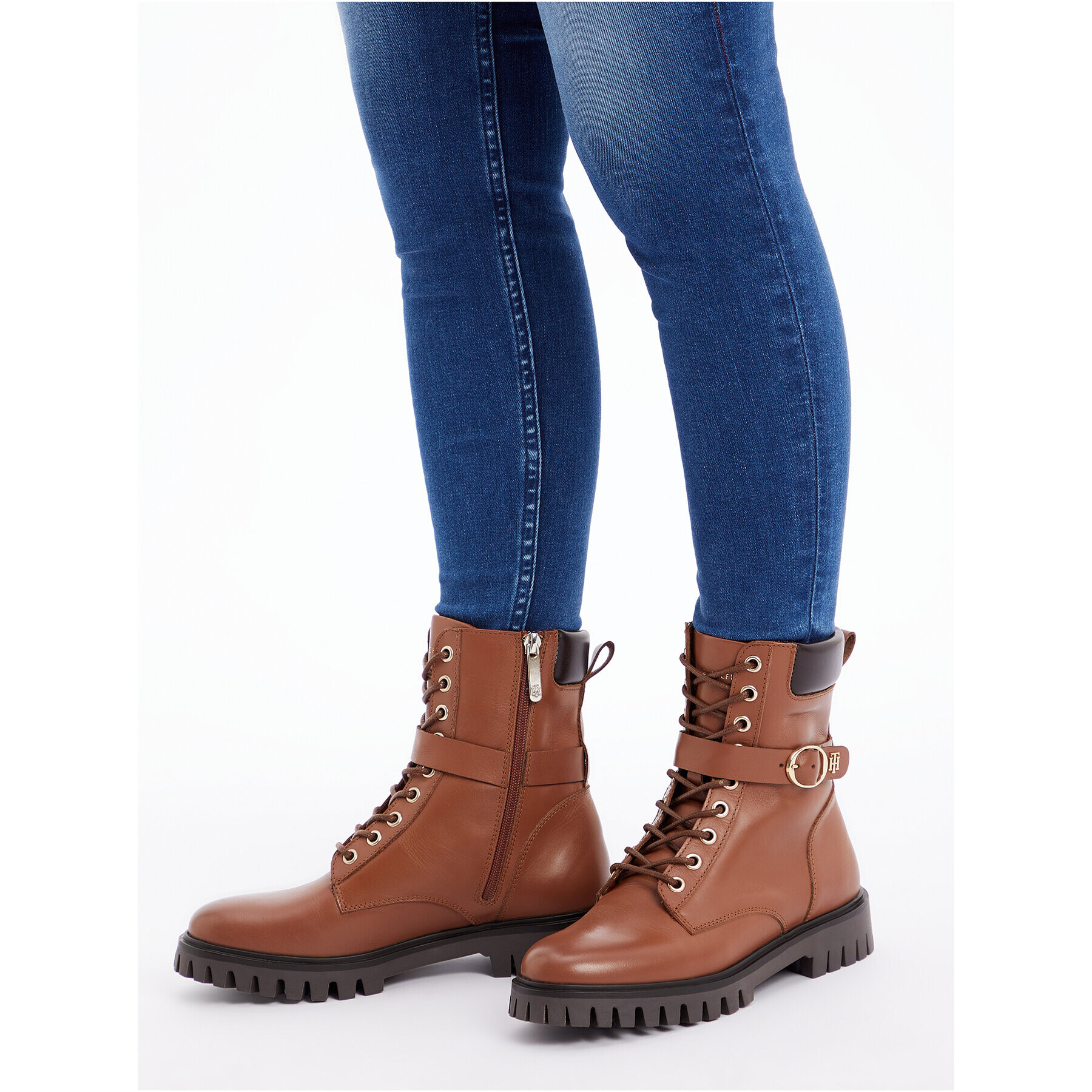 Tommy Hilfiger Боти Buckle Lace Up Boot FW0FW06734 Кафяв - Pepit.bg