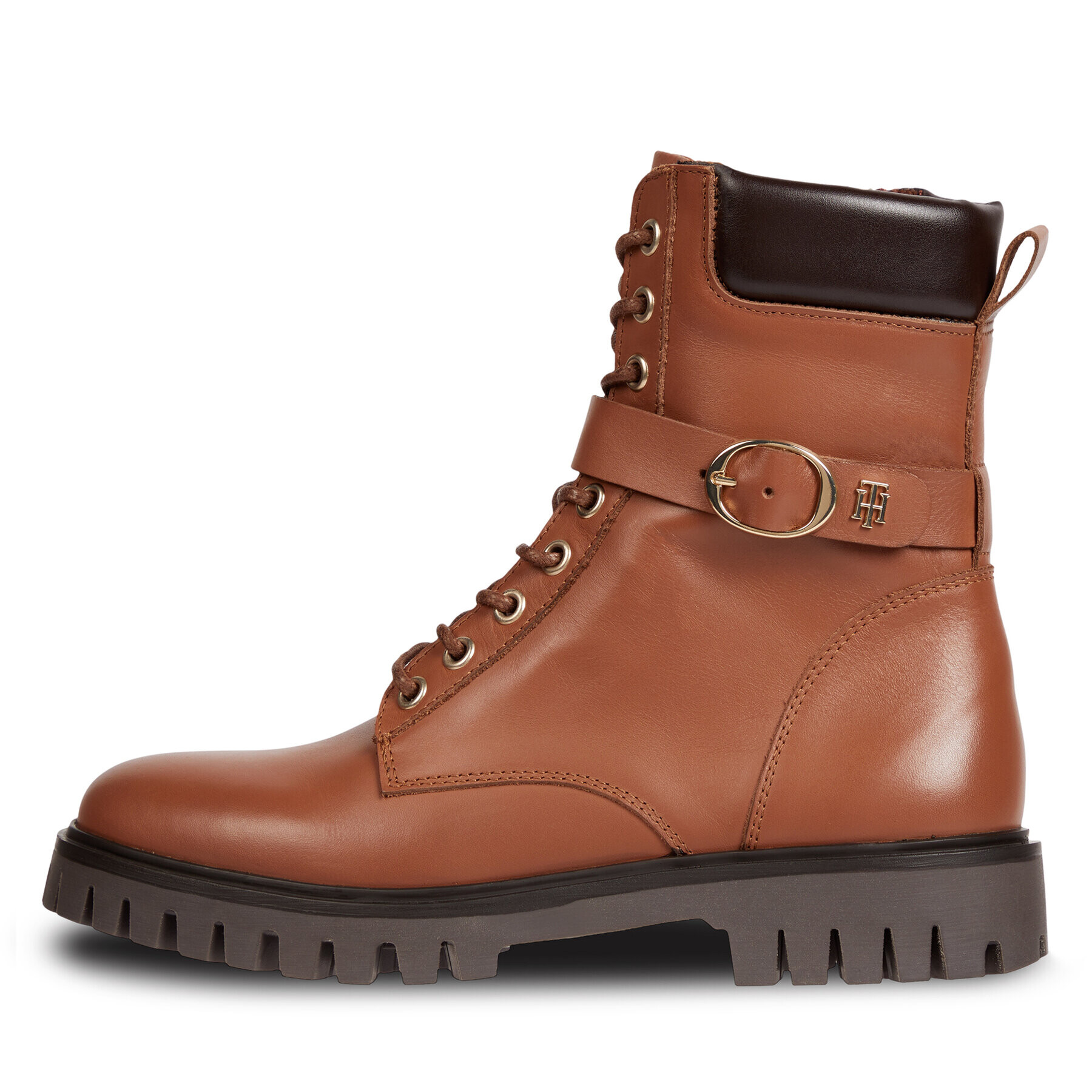 Tommy Hilfiger Боти Buckle Lace Up Boot FW0FW06734 Кафяв - Pepit.bg