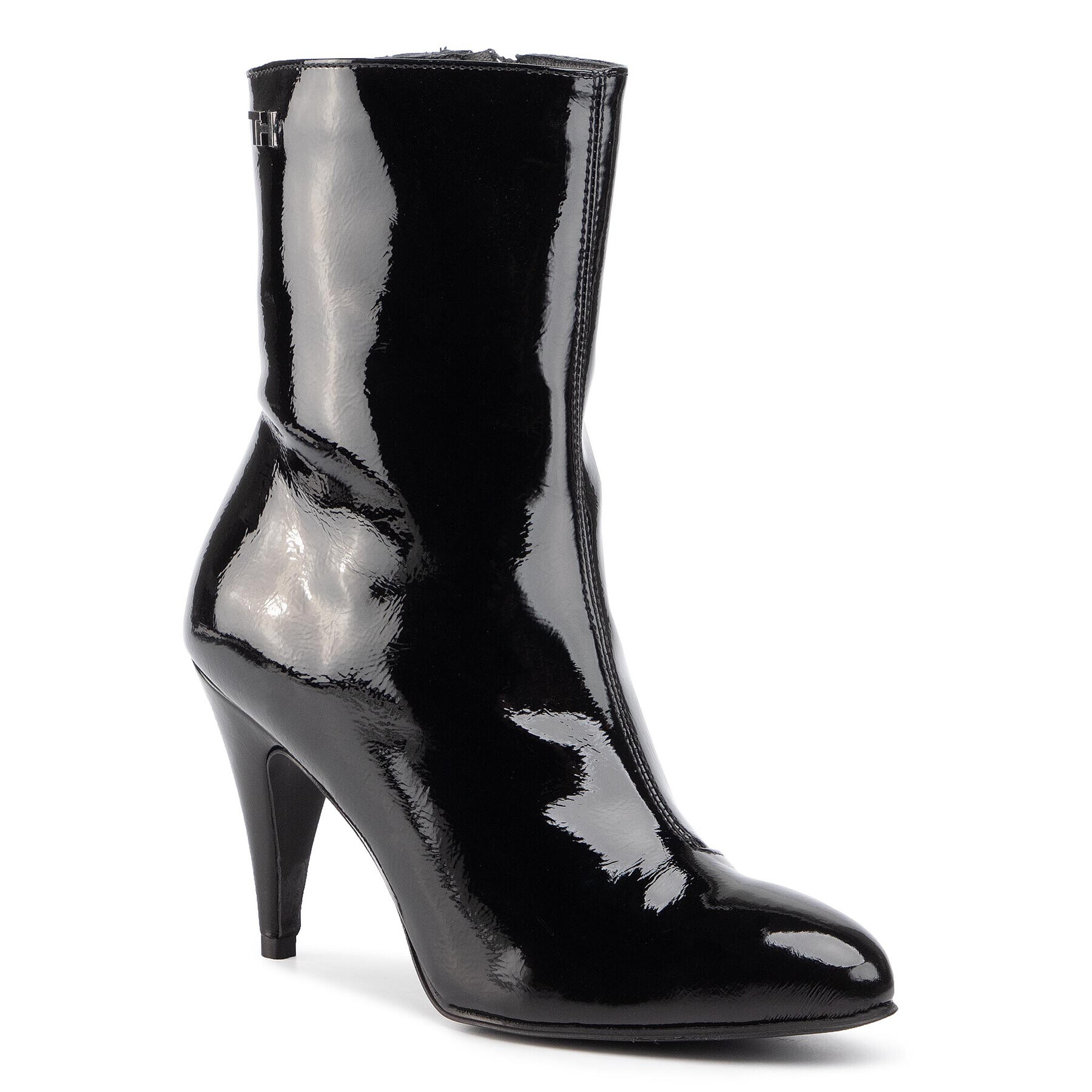 Tommy Hilfiger Боти Elevated Patent Bootie FW0FW04674 Черен - Pepit.bg