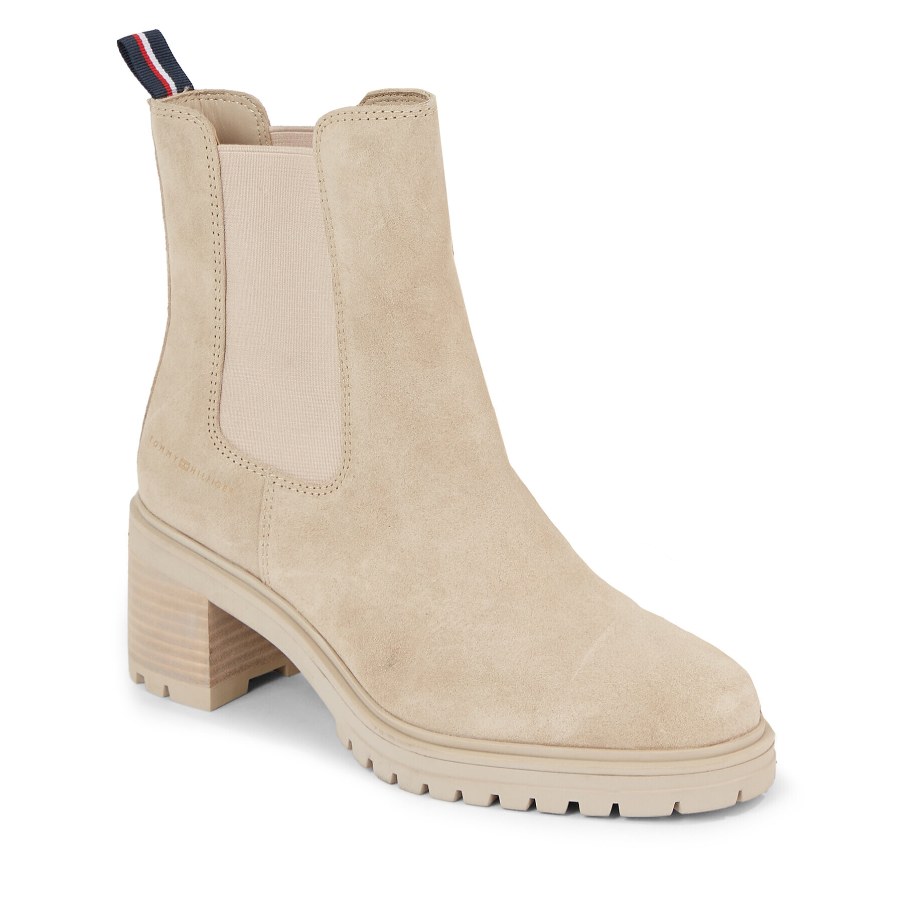 Tommy Hilfiger Боти Essential Midheel Suede Bootie FW0FW07522 Бежов - Pepit.bg