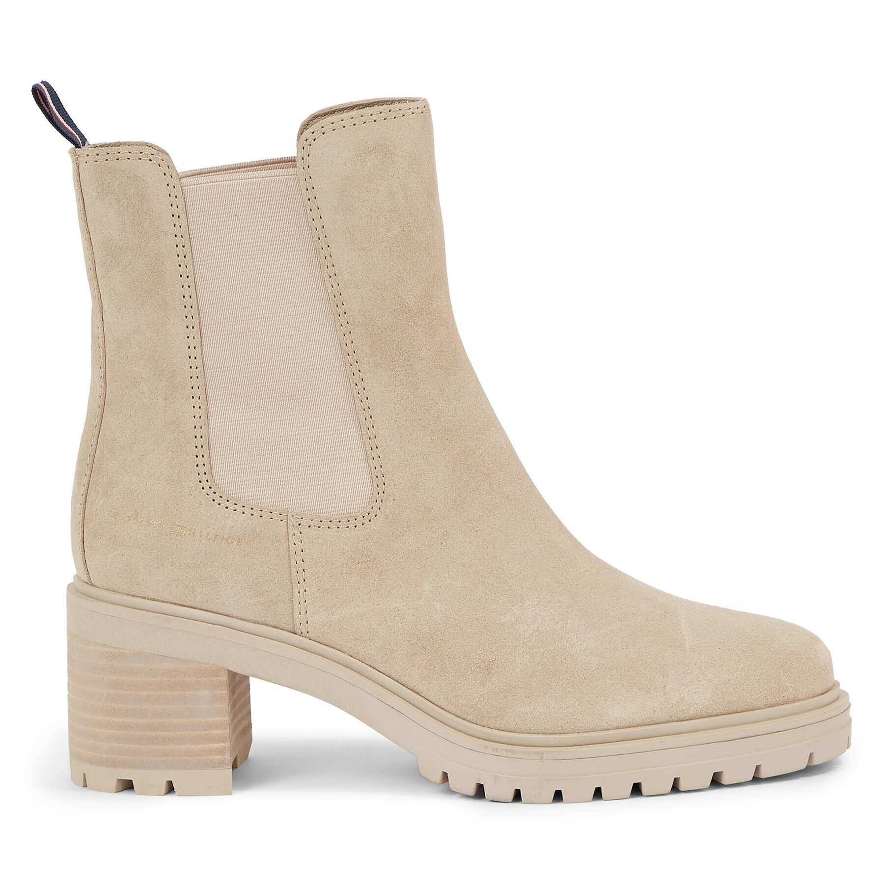 Tommy Hilfiger Боти Essential Midheel Suede Bootie FW0FW07522 Бежов - Pepit.bg