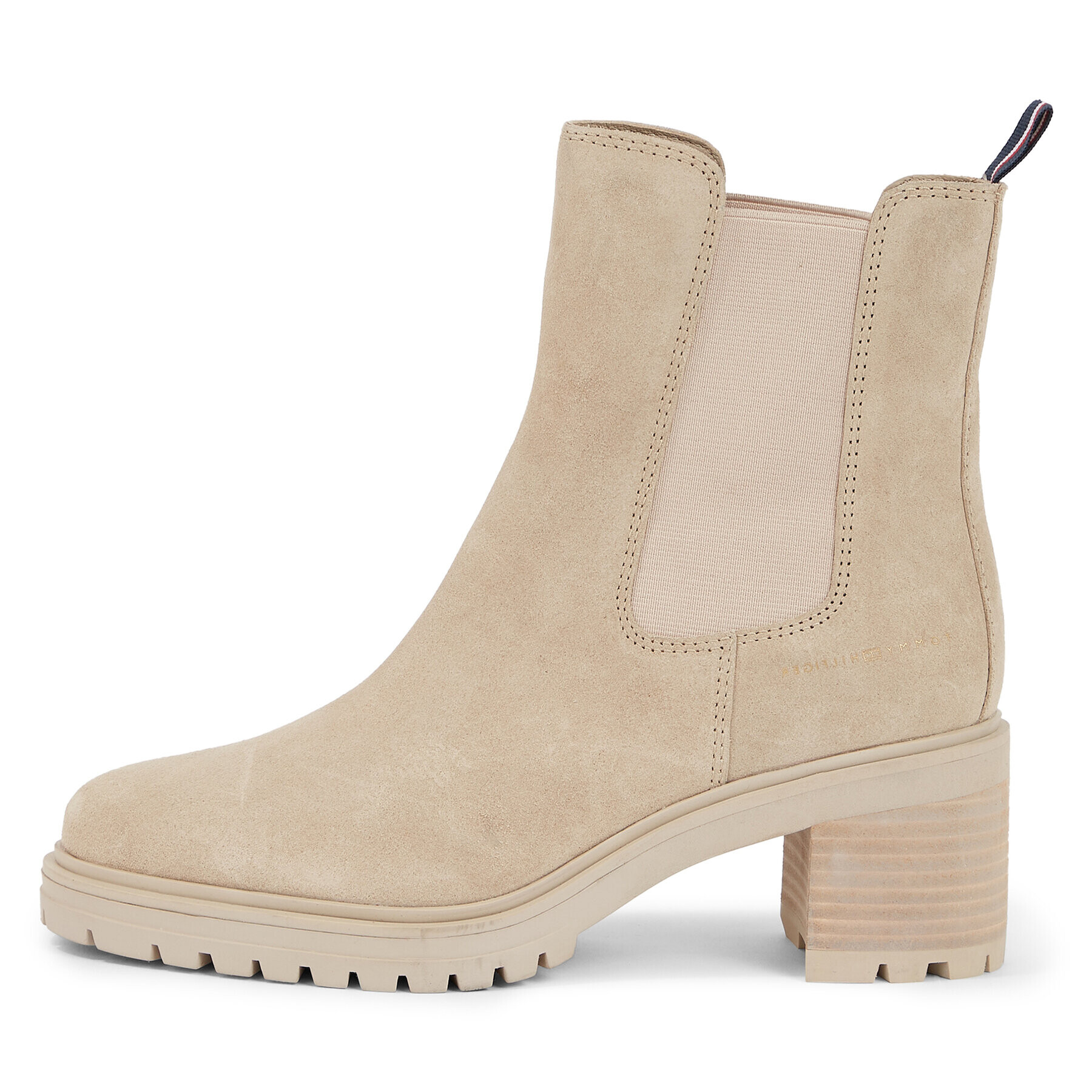 Tommy Hilfiger Боти Essential Midheel Suede Bootie FW0FW07522 Бежов - Pepit.bg