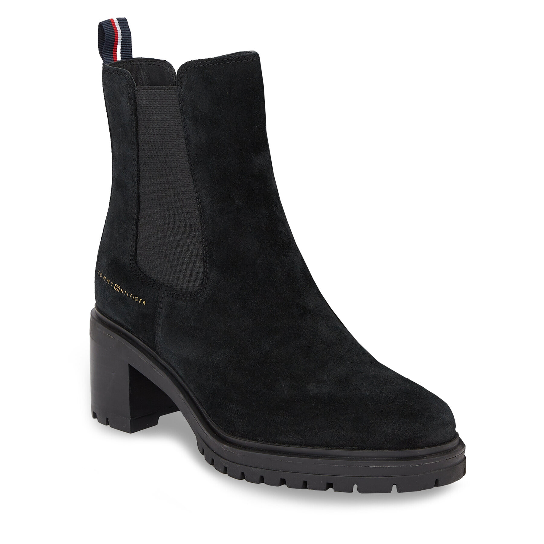 Tommy Hilfiger Боти Essential Midheel Suede Bootie FW0FW07522 Черен - Pepit.bg