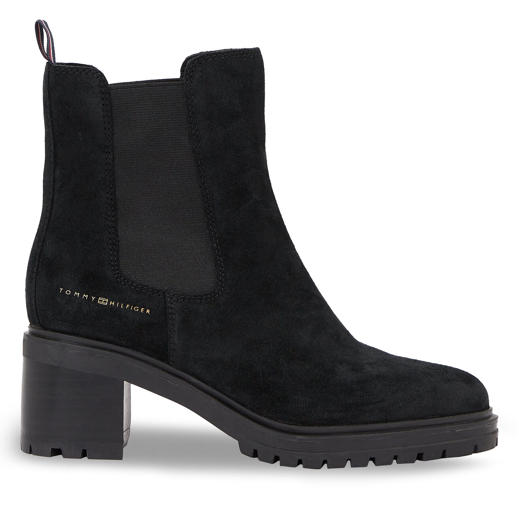 Tommy Hilfiger Боти Essential Midheel Suede Bootie FW0FW07522 Черен - Pepit.bg