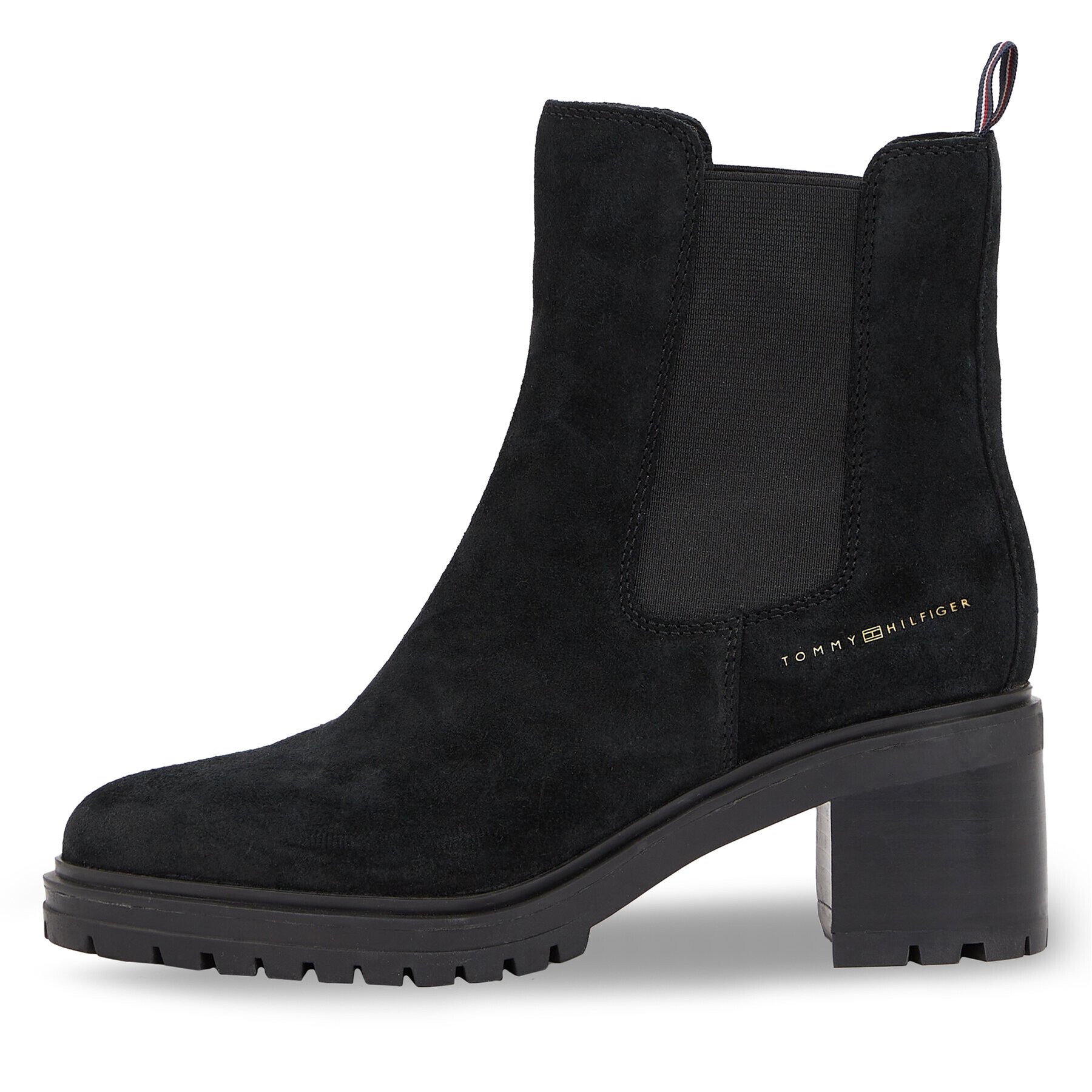 Tommy Hilfiger Боти Essential Midheel Suede Bootie FW0FW07522 Черен - Pepit.bg