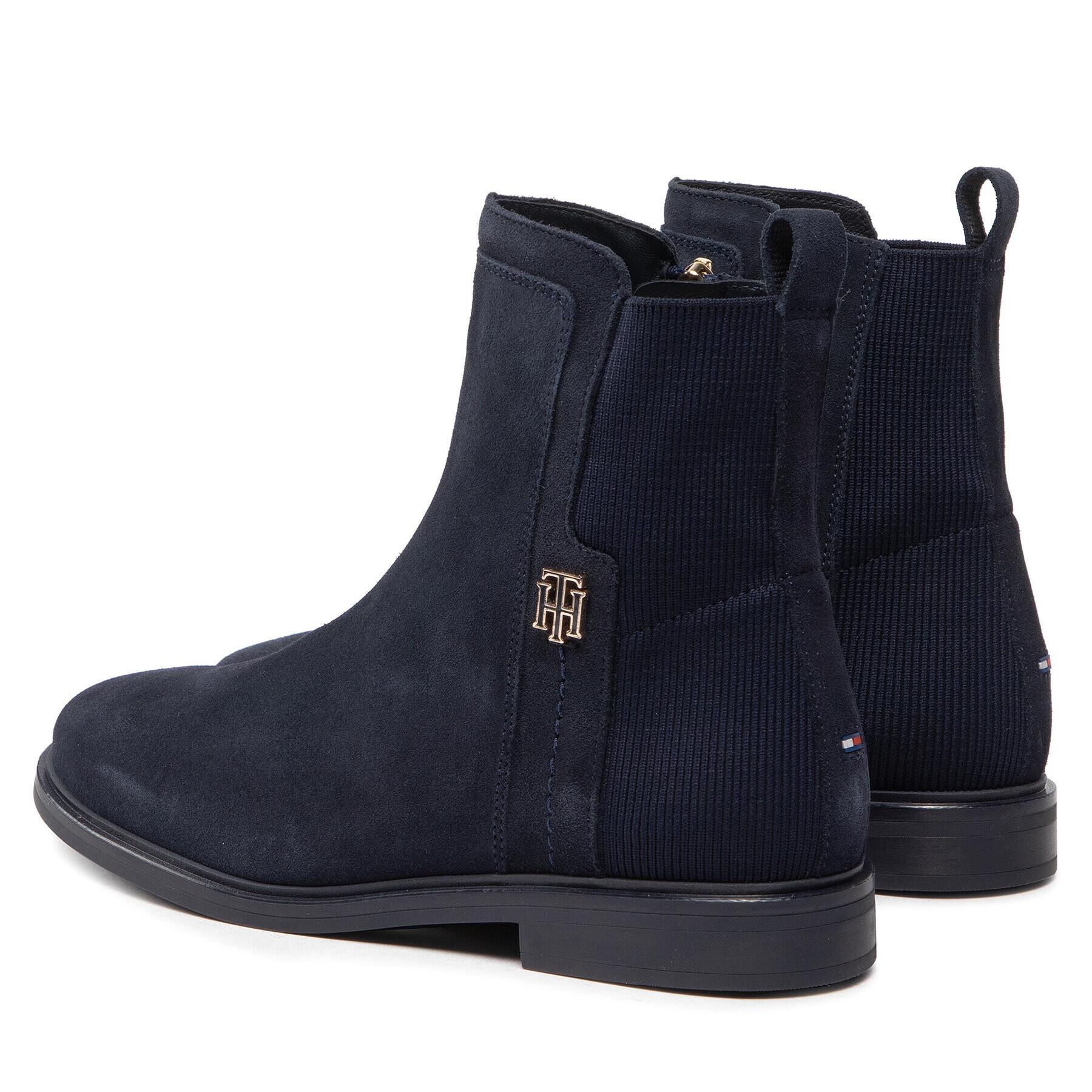 Tommy Hilfiger Боти Essentials Flat Boot FW0FW06740 Тъмносин - Pepit.bg