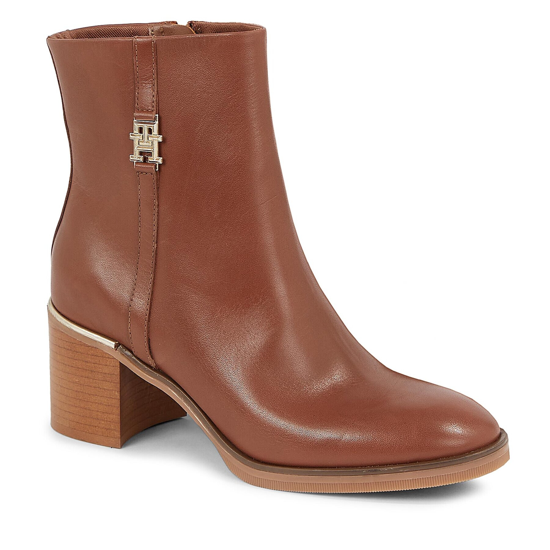 Tommy Hilfiger Боти Feminine Th Hardware Mid Bootie FW0FW07539 Кафяв - Pepit.bg