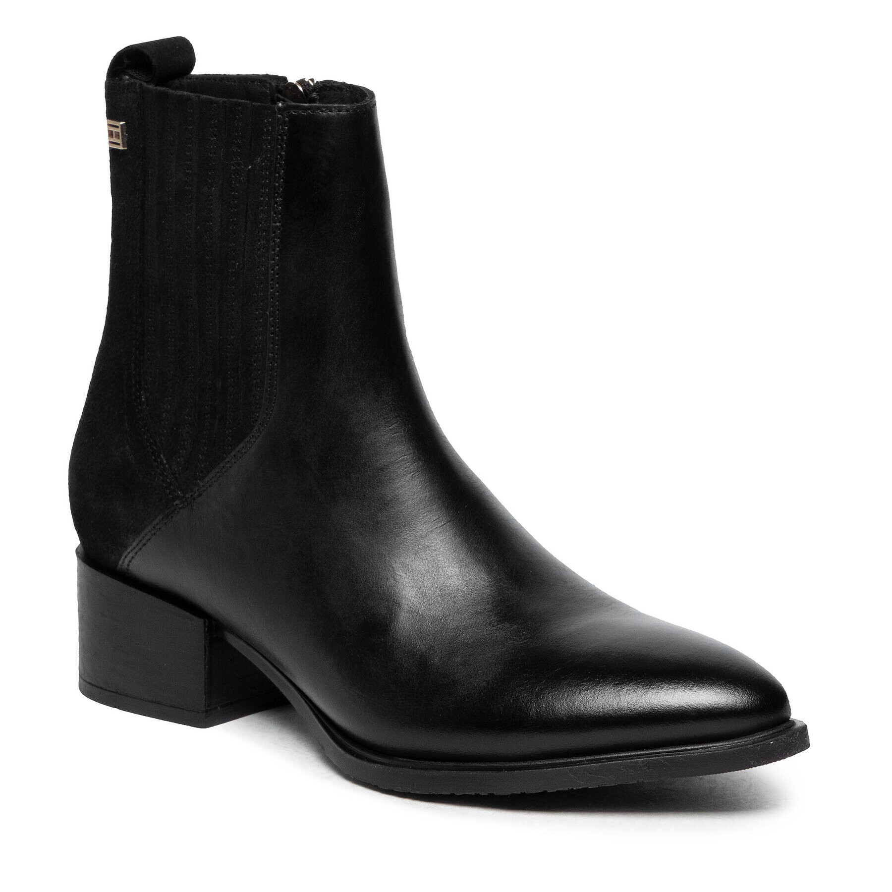 Tommy Hilfiger Боти Flag Stud Flat Boot FW0FW05972 Черен - Pepit.bg