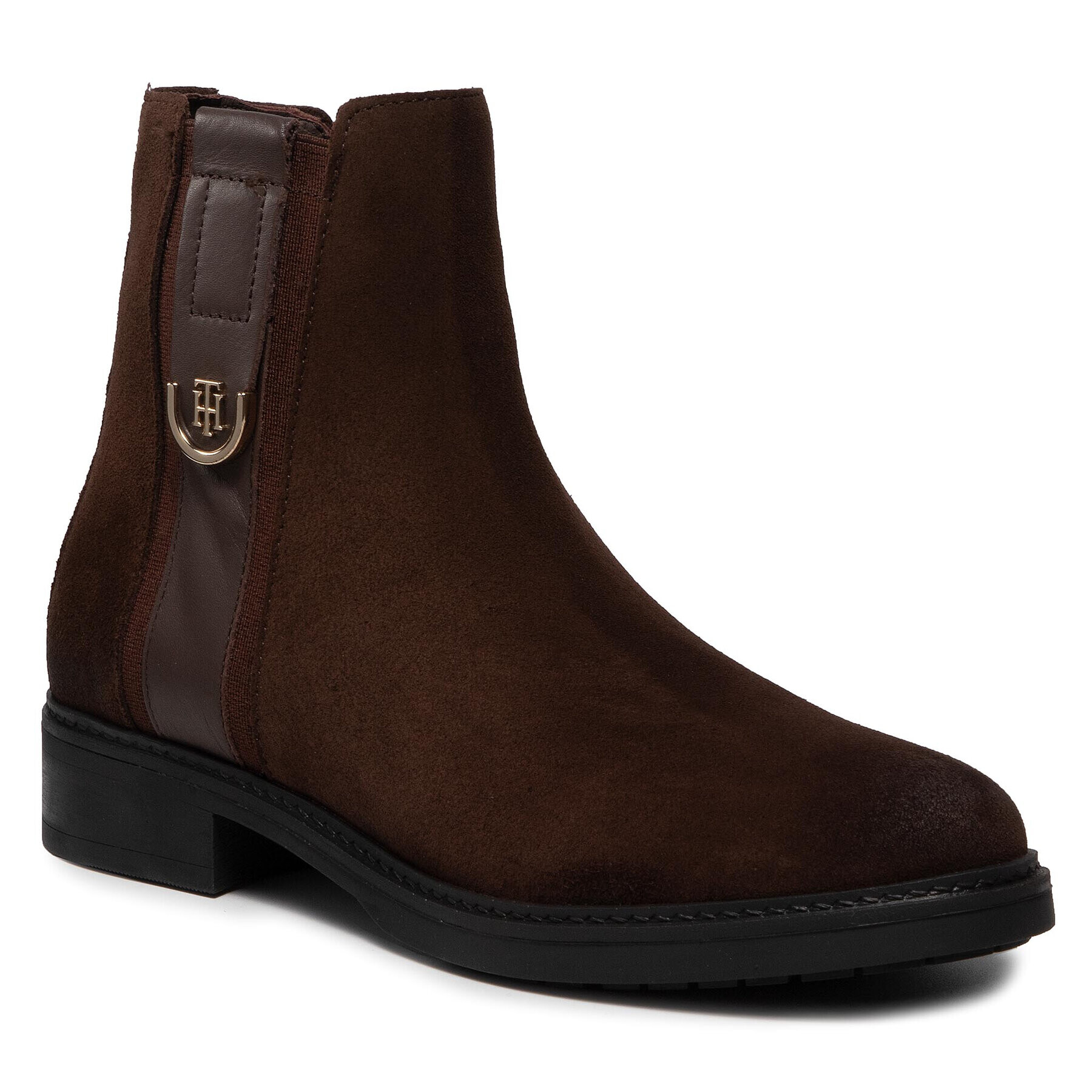 Tommy Hilfiger Боти Hardware Suede Flat Boot FW0FW05974 Кафяв - Pepit.bg