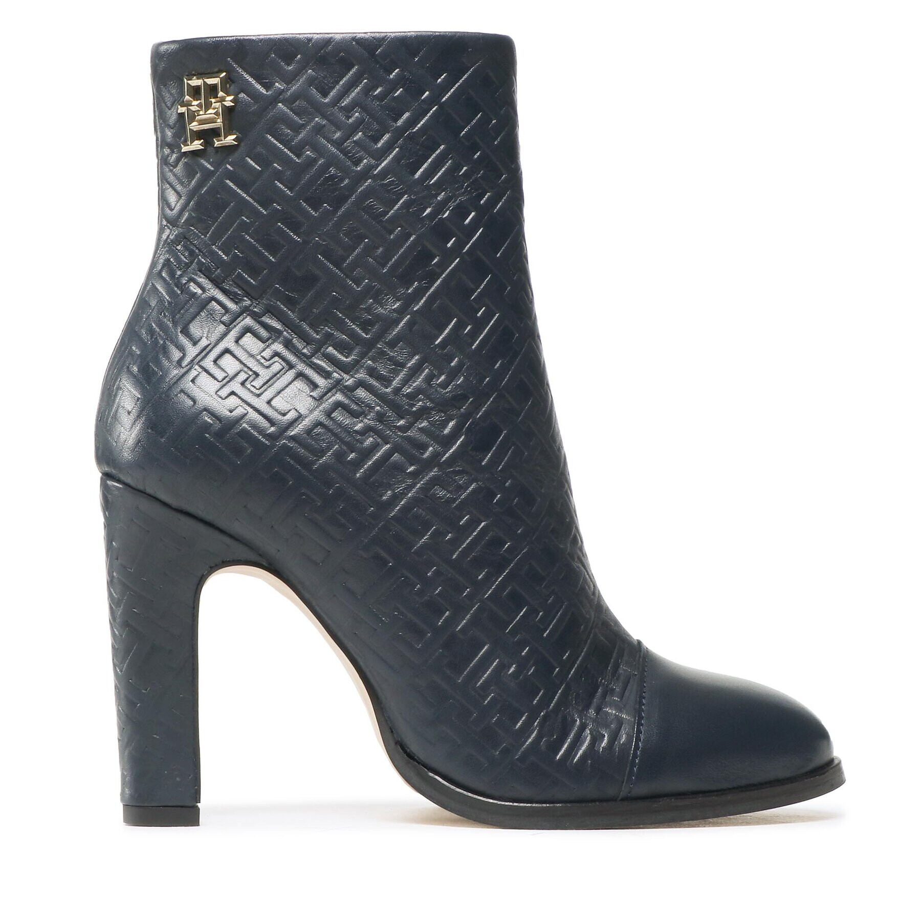 Tommy Hilfiger Боти High Heel Leather Monogram Boot FW0FW06770 Тъмносин - Pepit.bg