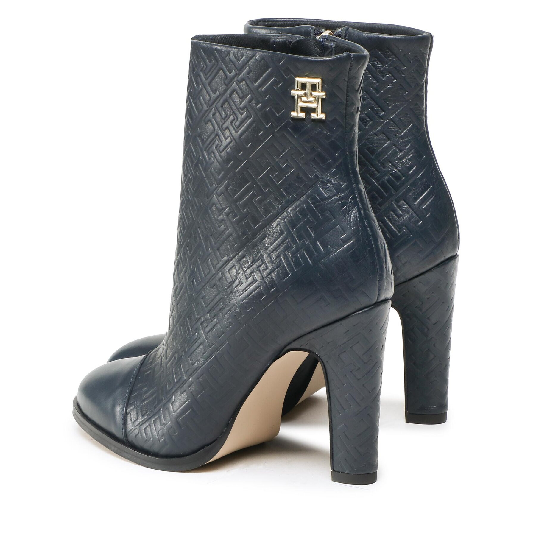 Tommy Hilfiger Боти High Heel Leather Monogram Boot FW0FW06770 Тъмносин - Pepit.bg