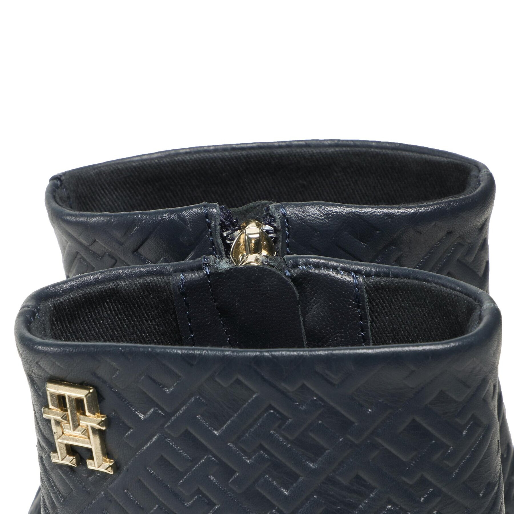 Tommy Hilfiger Боти High Heel Leather Monogram Boot FW0FW06770 Тъмносин - Pepit.bg