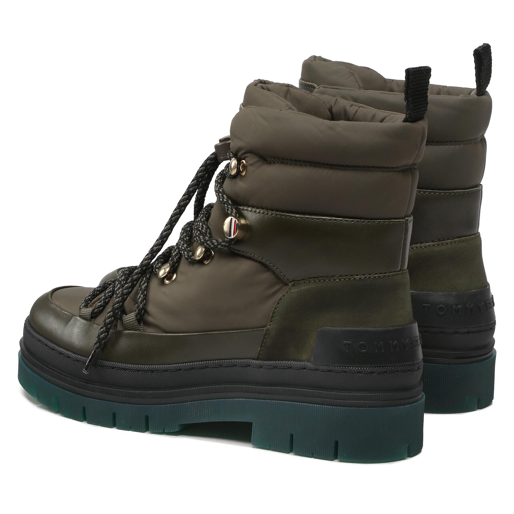 Tommy Hilfiger Боти Laced Outdoor Boot FW0FW06610 Зелен - Pepit.bg