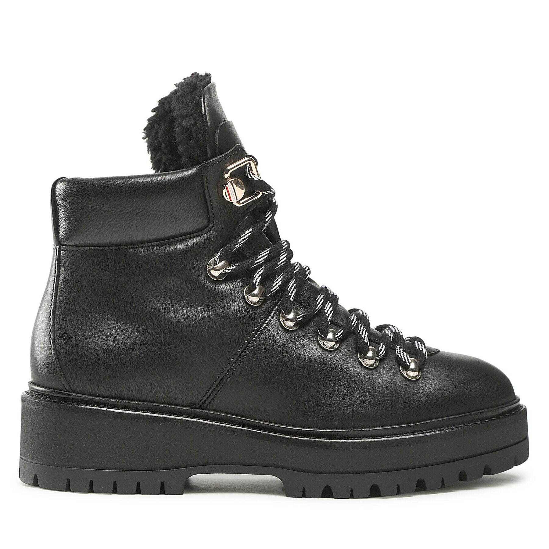 Tommy Hilfiger Боти Leather Outdoor Flat Boot FW0FW06725 Черен - Pepit.bg