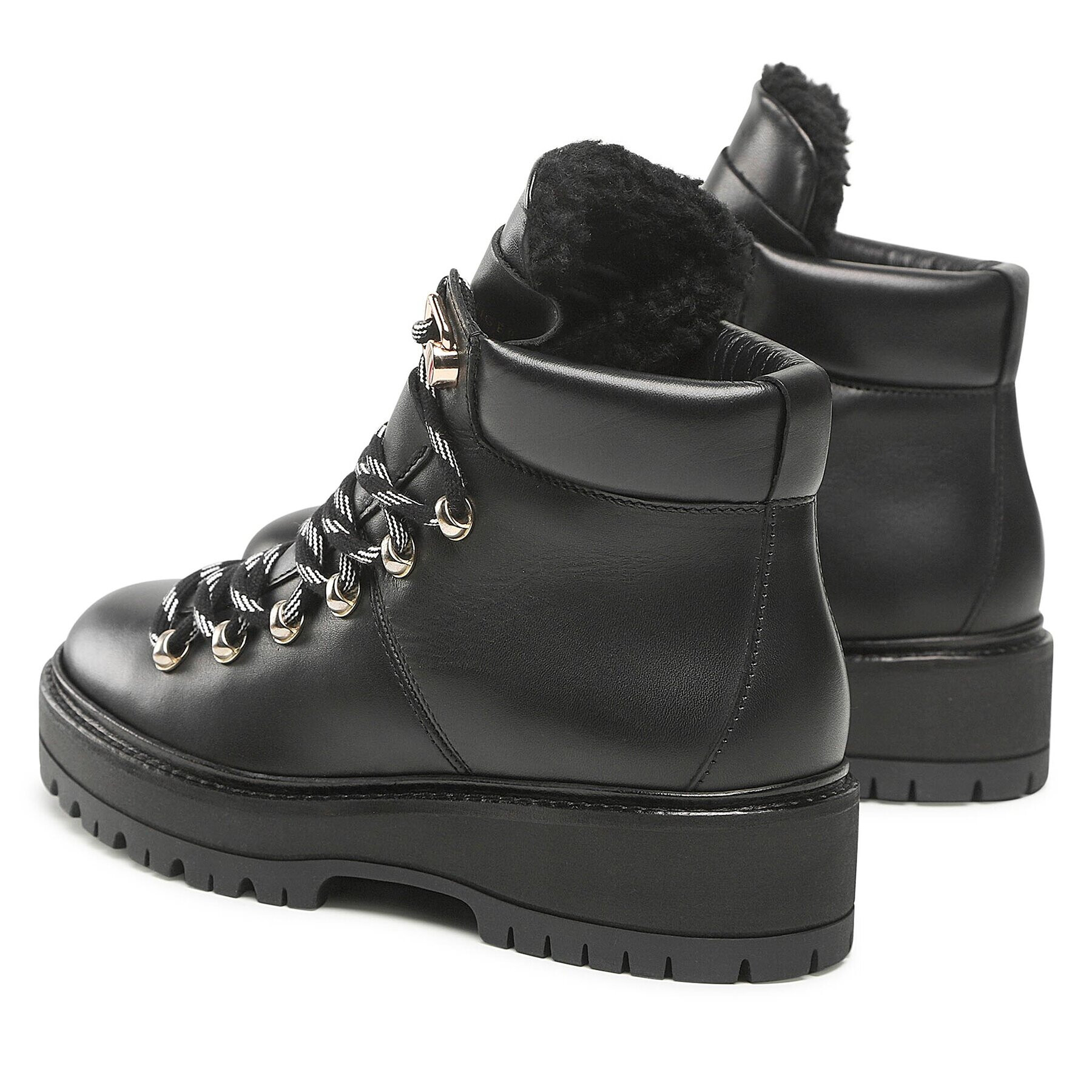 Tommy Hilfiger Боти Leather Outdoor Flat Boot FW0FW06725 Черен - Pepit.bg