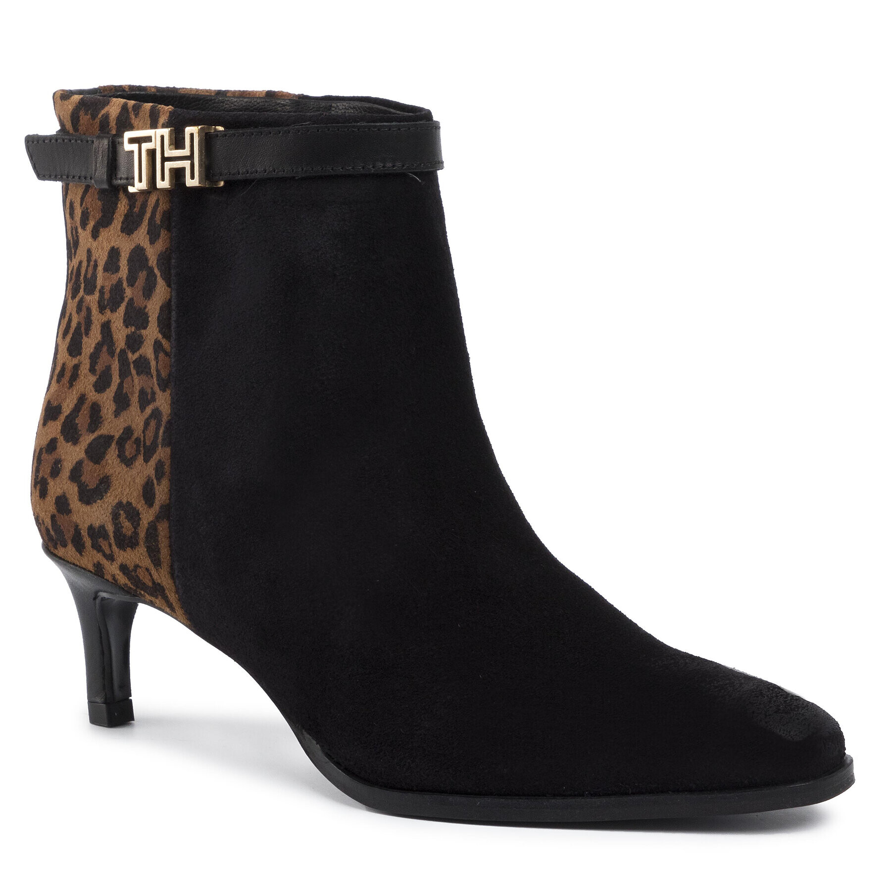 Tommy Hilfiger Боти Leo Print Bootie FW0FW04501 Черен - Pepit.bg