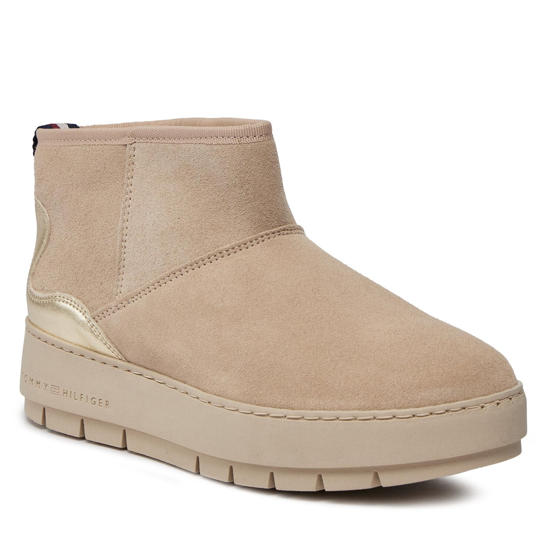 Tommy Hilfiger Боти Metallic Suede Snowboot FW0FW07850 Бежов - Pepit.bg