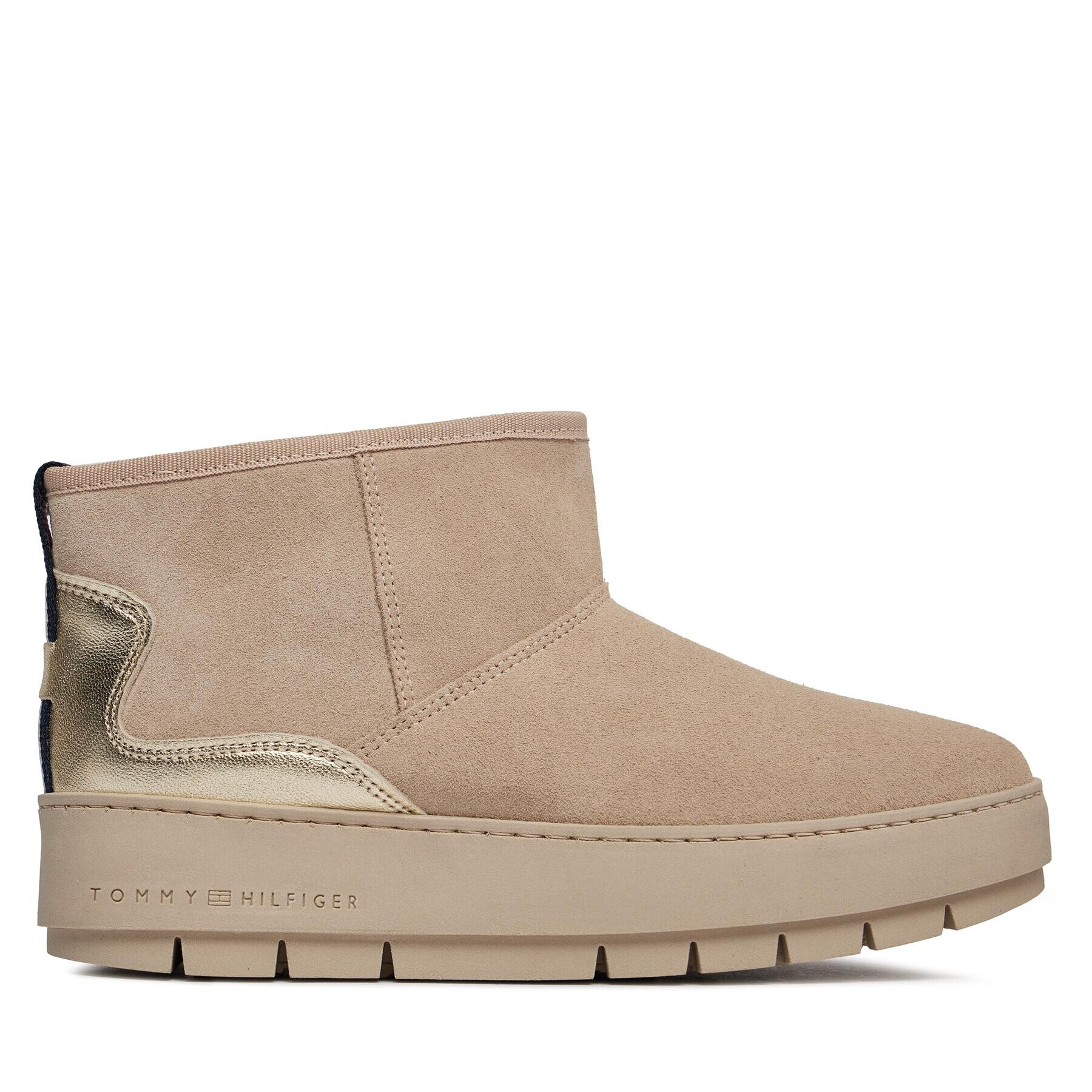Tommy Hilfiger Боти Metallic Suede Snowboot FW0FW07850 Бежов - Pepit.bg