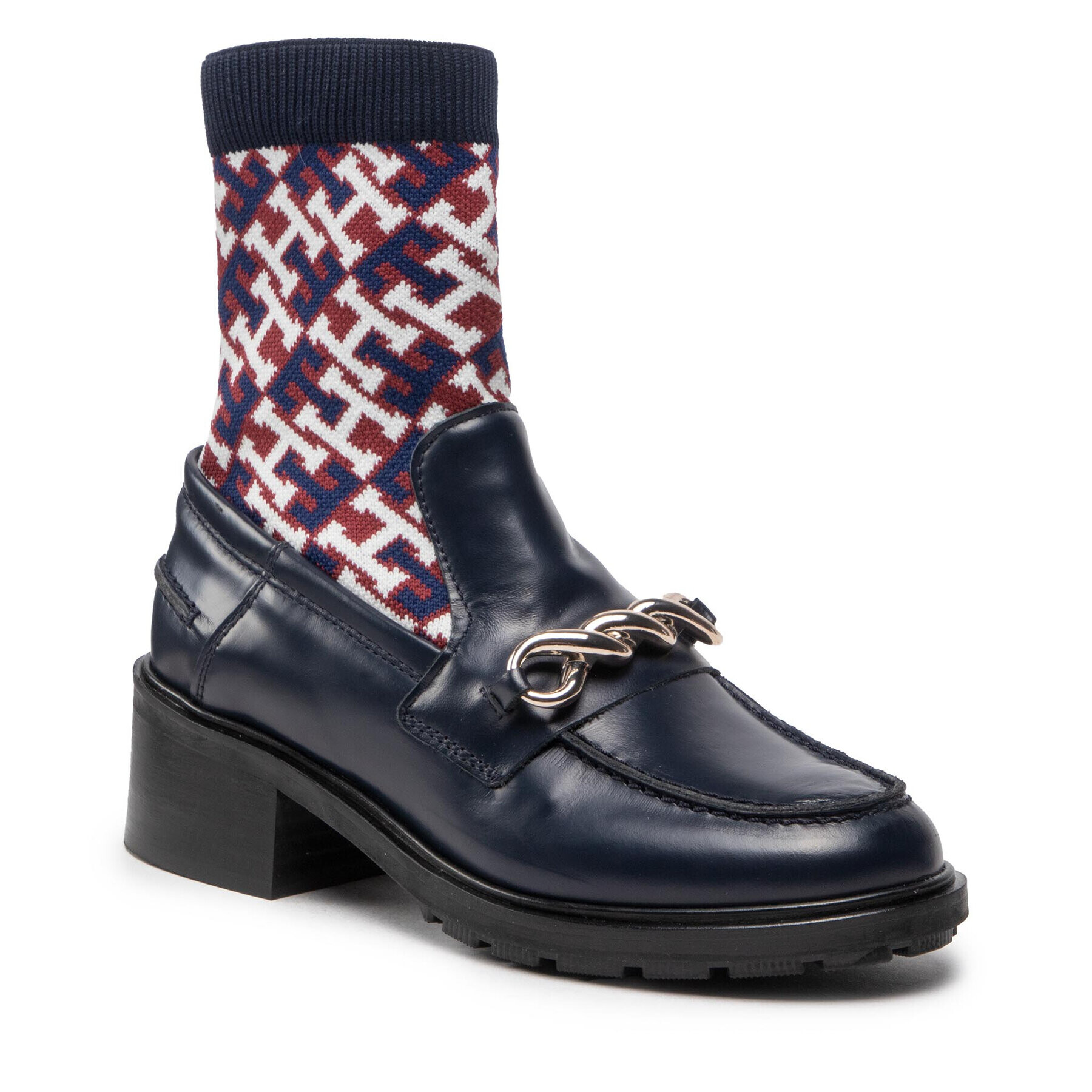 Tommy Hilfiger Боти Monogram Bootie FW0FW06823 Тъмносин - Pepit.bg