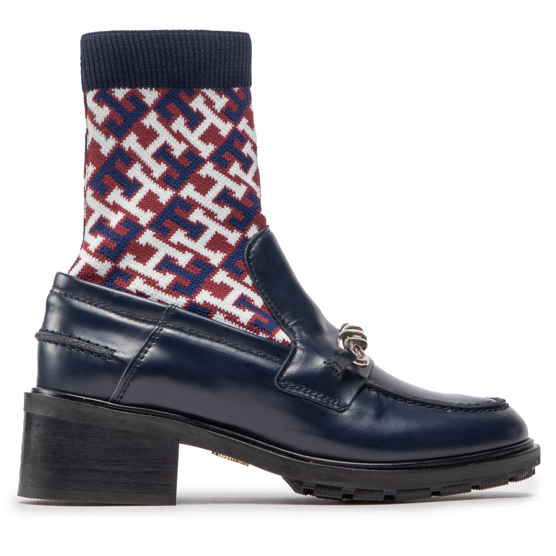 Tommy Hilfiger Боти Monogram Bootie FW0FW06823 Тъмносин - Pepit.bg