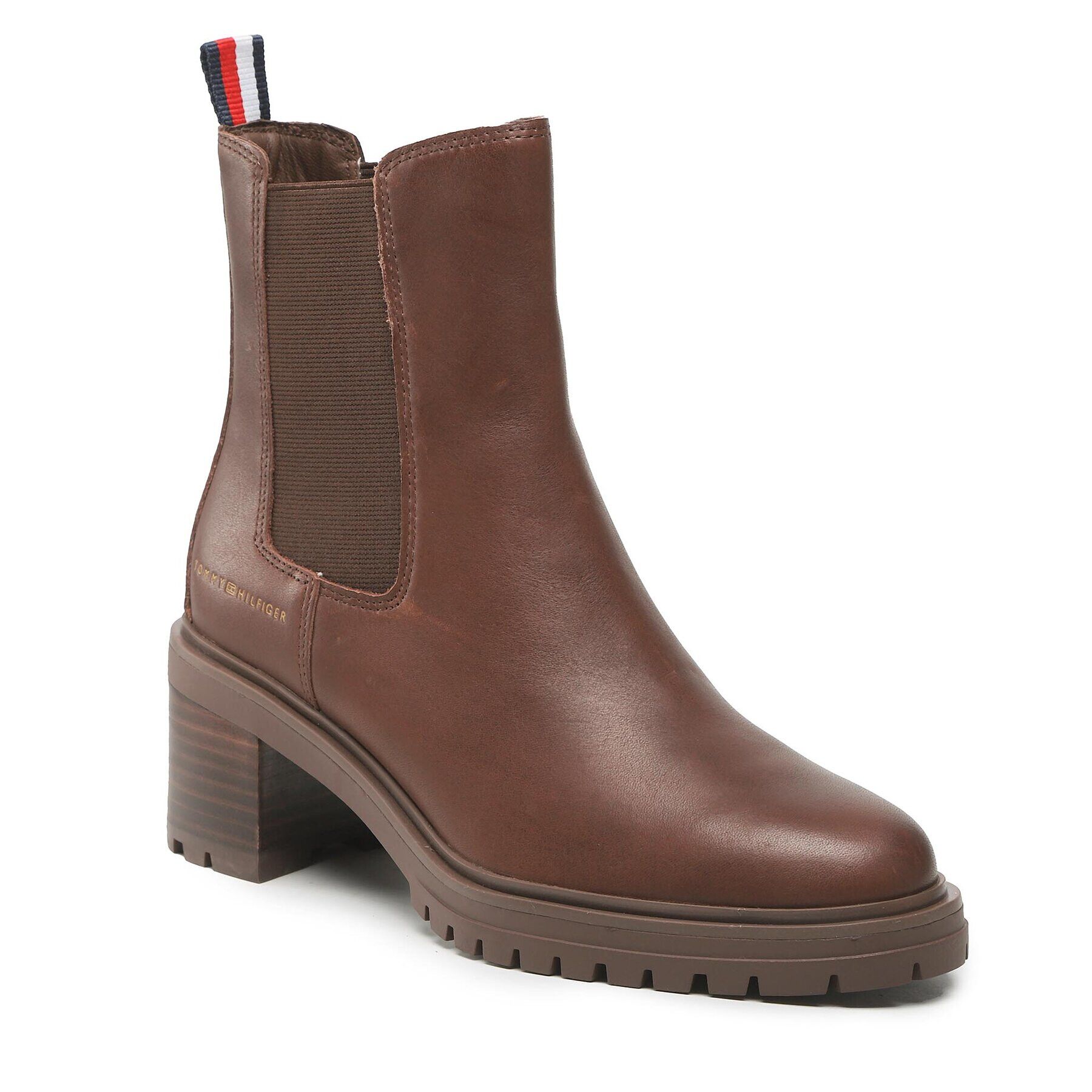 Tommy Hilfiger Боти Outdoor Chelsea Mid Heel Boot FW0FW06737 Кафяв - Pepit.bg