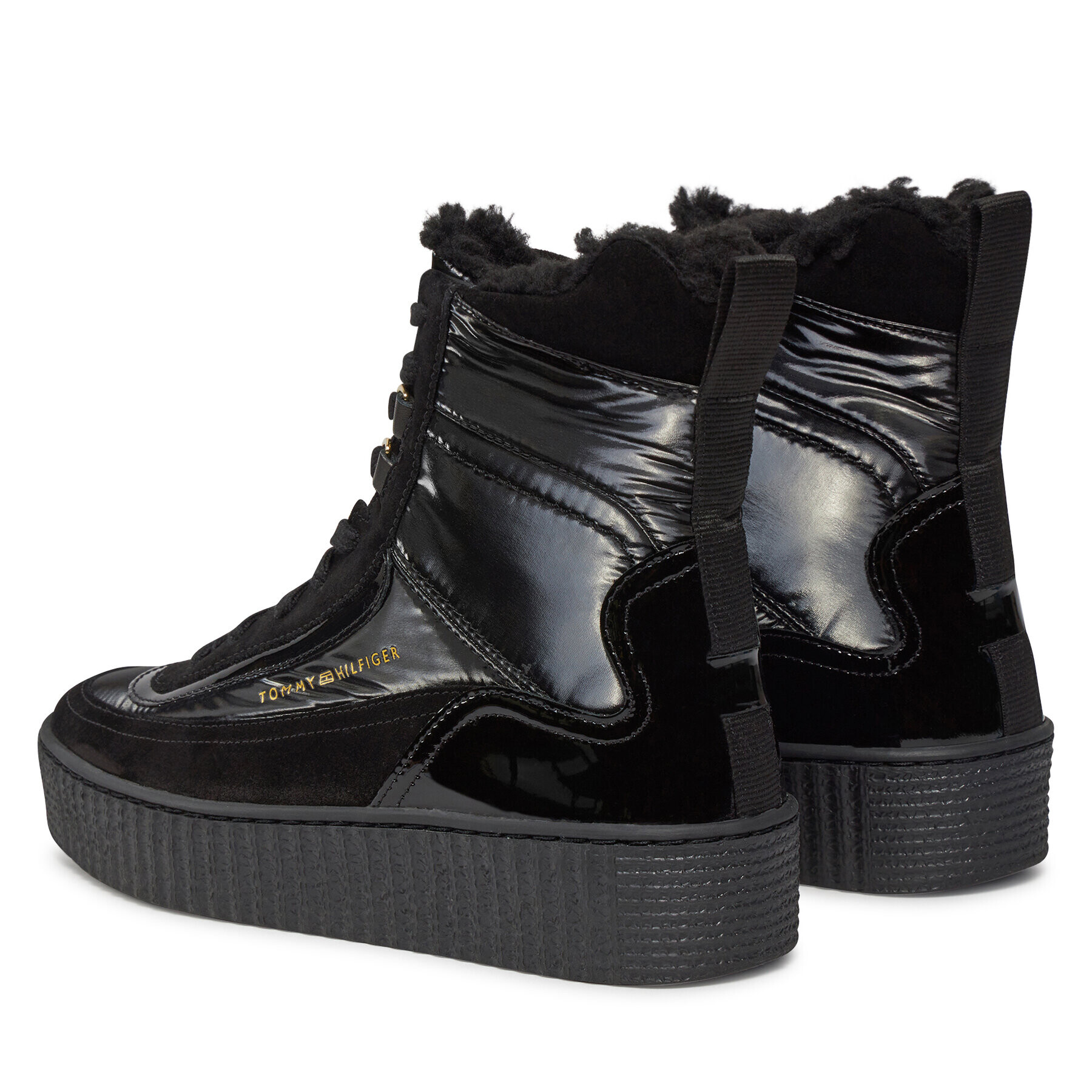 Tommy Hilfiger Боти Patent Laceup City Snow Boot FW0FW07841 Черен - Pepit.bg