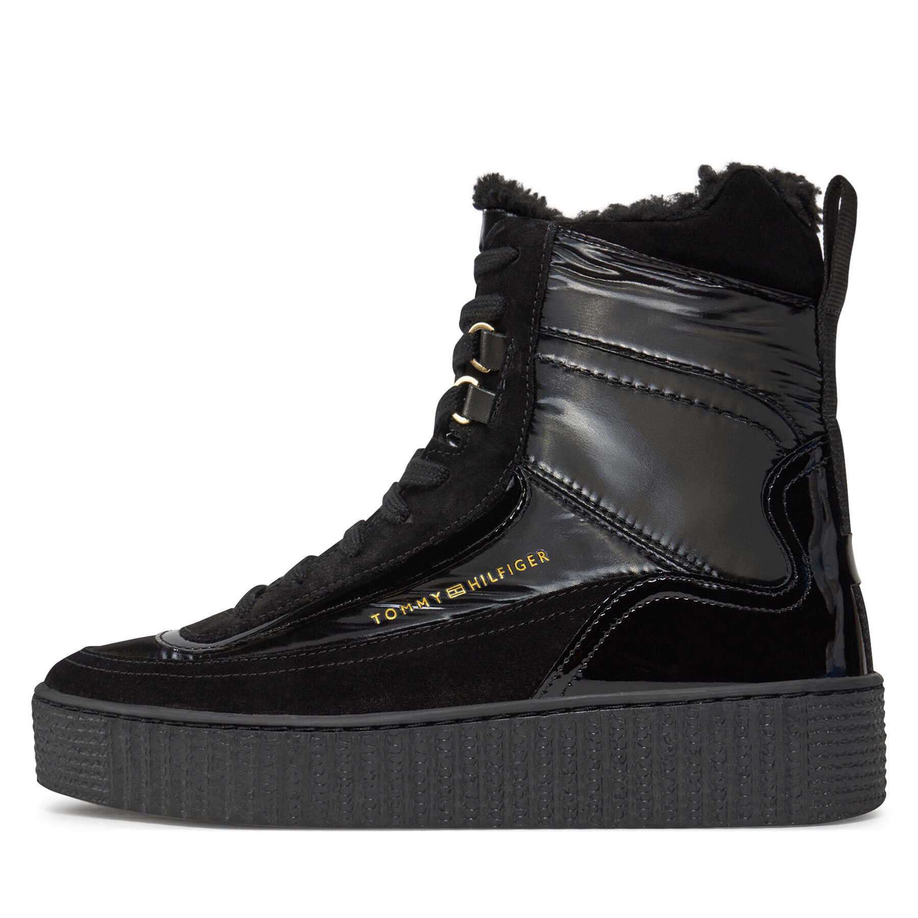 Tommy Hilfiger Боти Patent Laceup City Snow Boot FW0FW07841 Черен - Pepit.bg