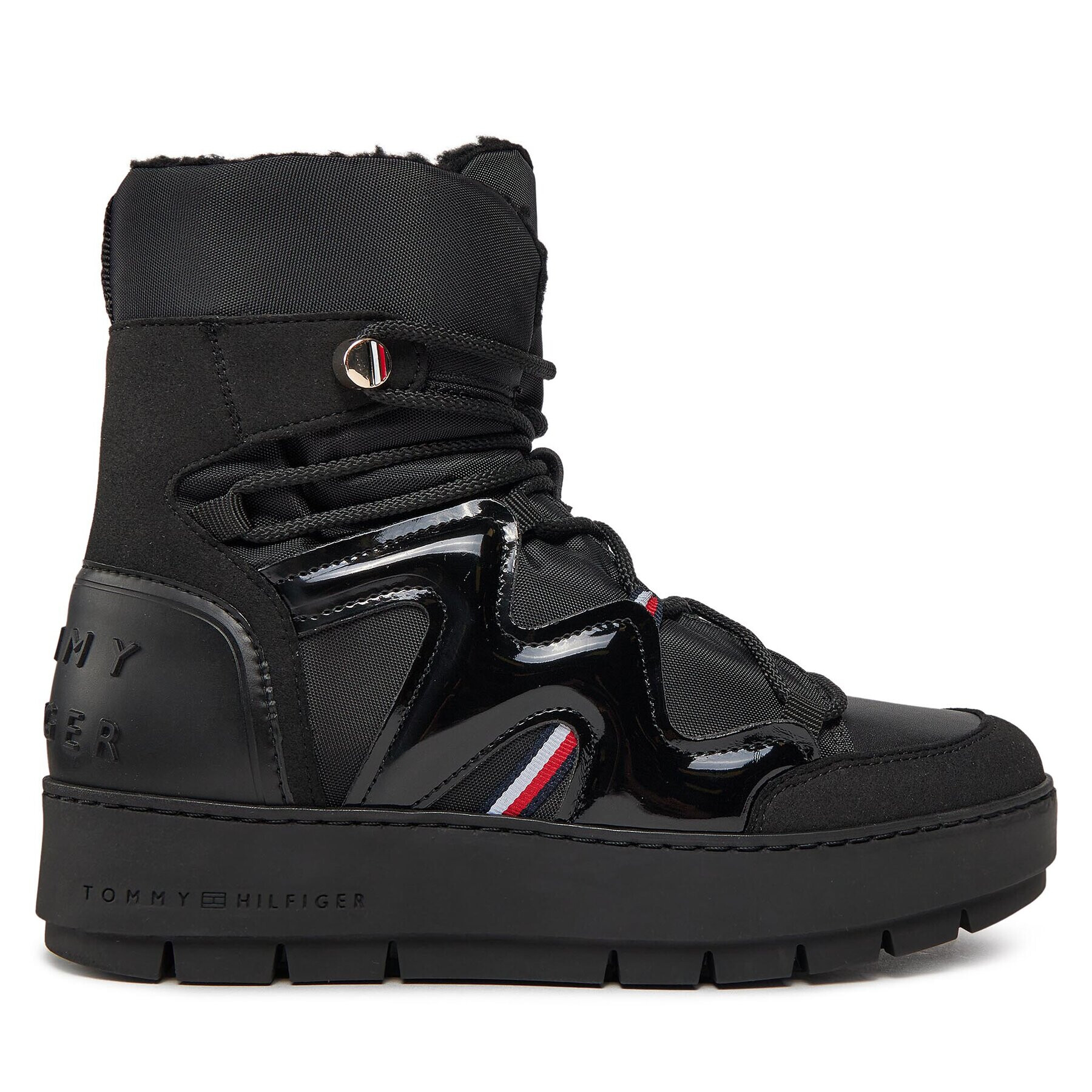 Tommy Hilfiger Боти Patent Snowboot FW0FW07852 Черен - Pepit.bg