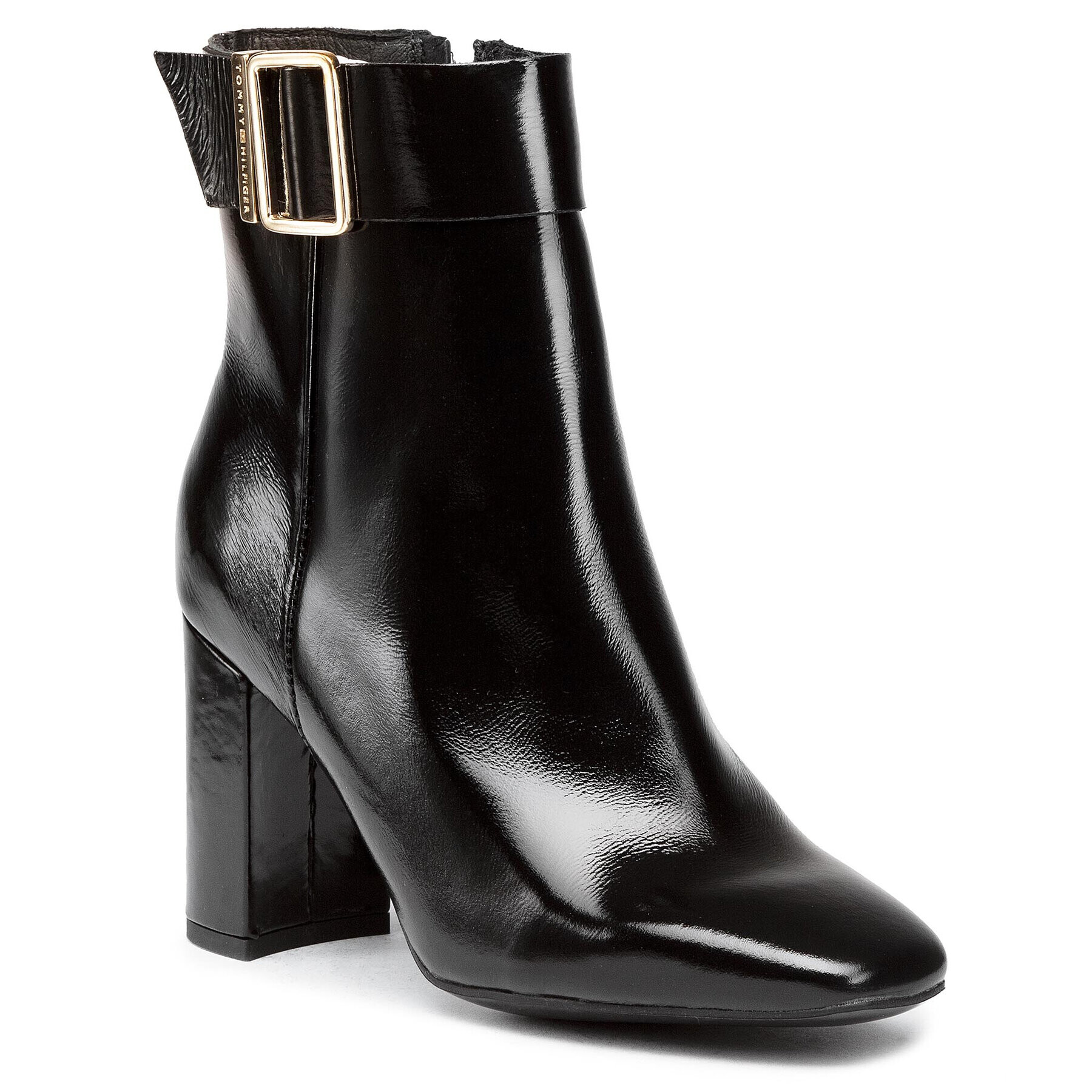 Tommy Hilfiger Боти Patent Square Toe Boot FW0FW05156 Черен - Pepit.bg