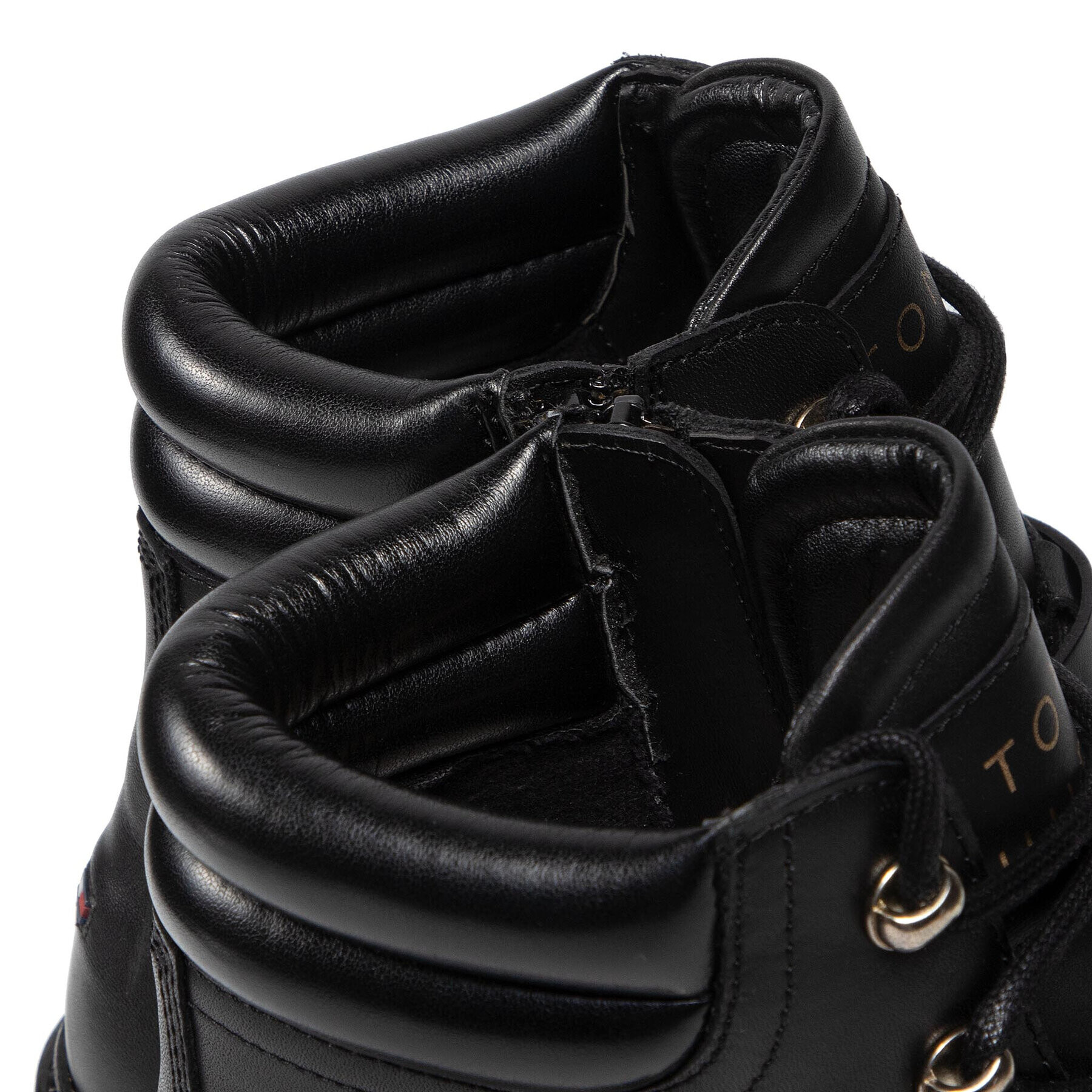 Tommy Hilfiger Боти Polished Leather Flat Boot FW0FW06042 Черен - Pepit.bg