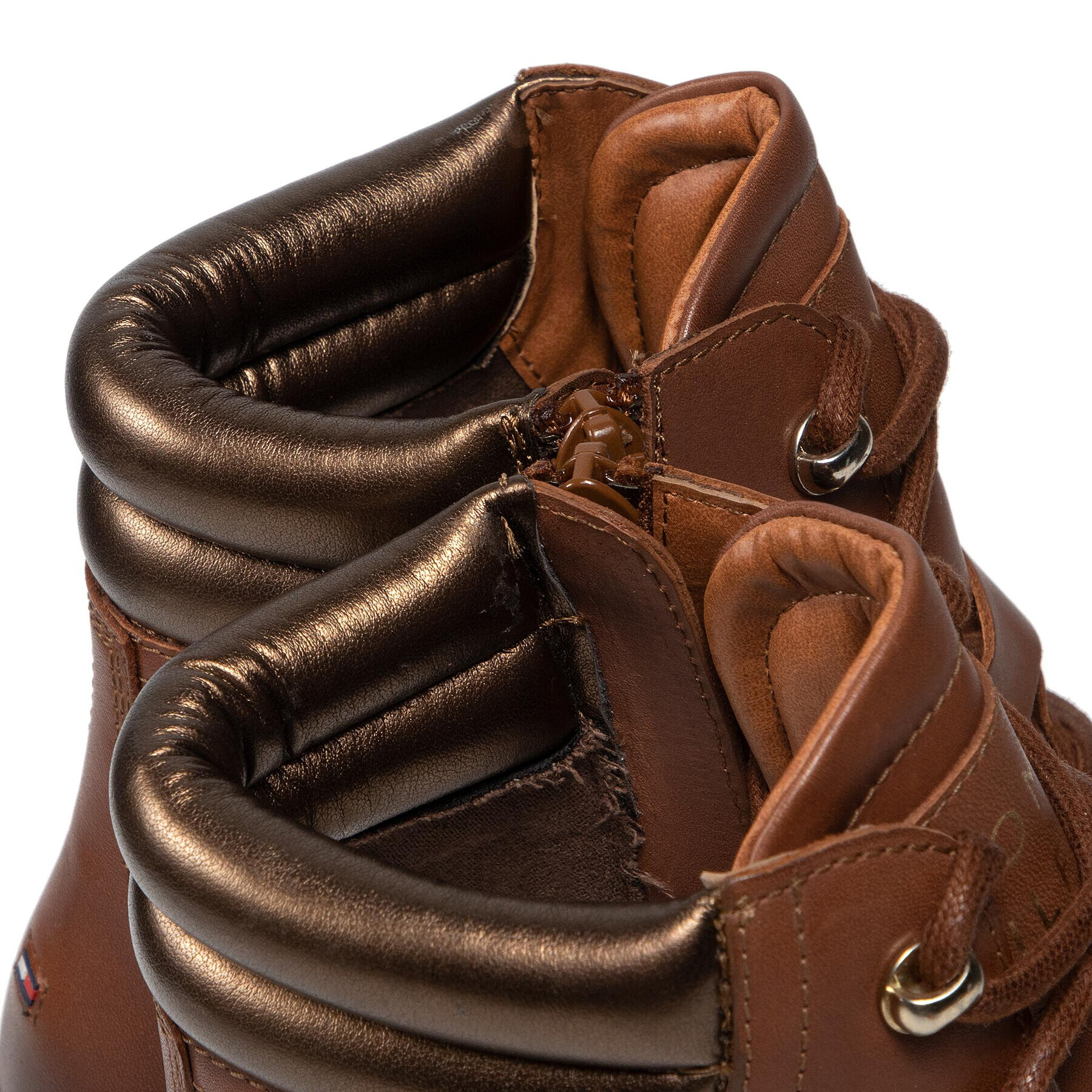 Tommy Hilfiger Боти Polished Leather Flat Boot FW0FW06042 Кафяв - Pepit.bg