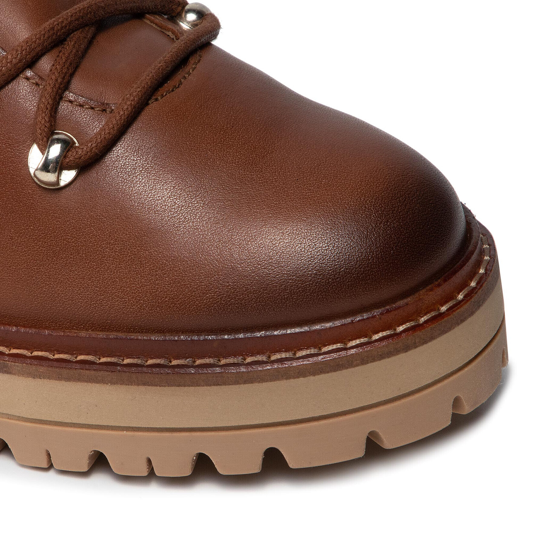 Tommy Hilfiger Боти Polished Leather Flat Boot FW0FW06042 Кафяв - Pepit.bg