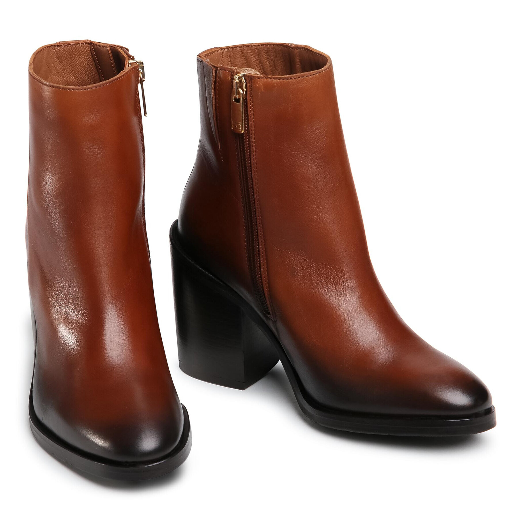 Tommy Hilfiger Боти Shaded Leather High Heel Boot FW0FW05164 Кафяв - Pepit.bg