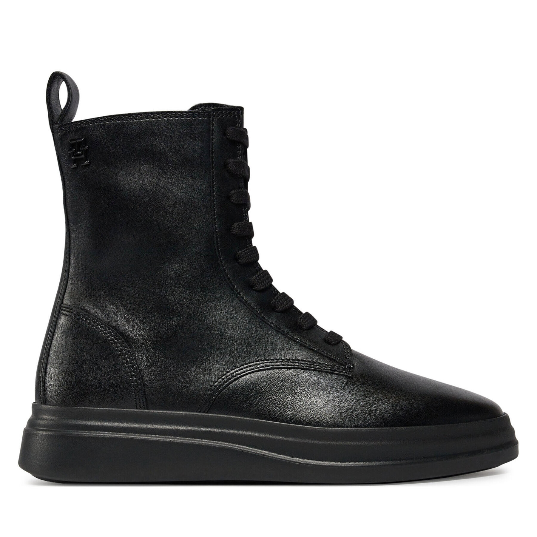 Tommy Hilfiger Боти Sporty Leather Flat Boot FW0FW07799 Черен - Pepit.bg