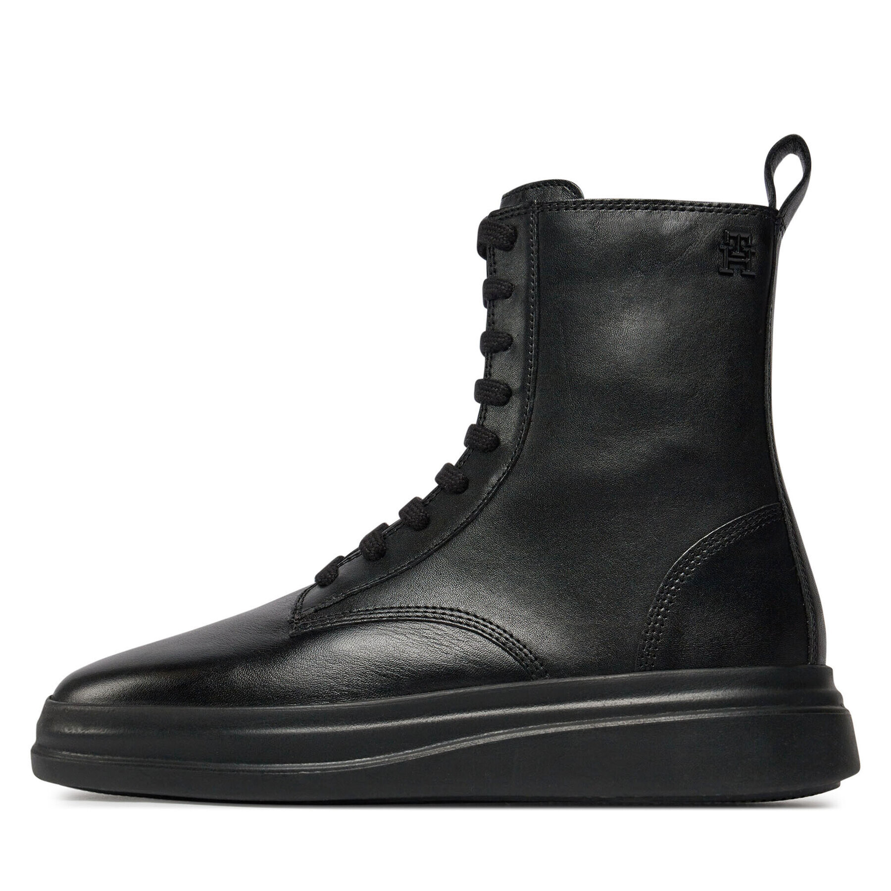 Tommy Hilfiger Боти Sporty Leather Flat Boot FW0FW07799 Черен - Pepit.bg