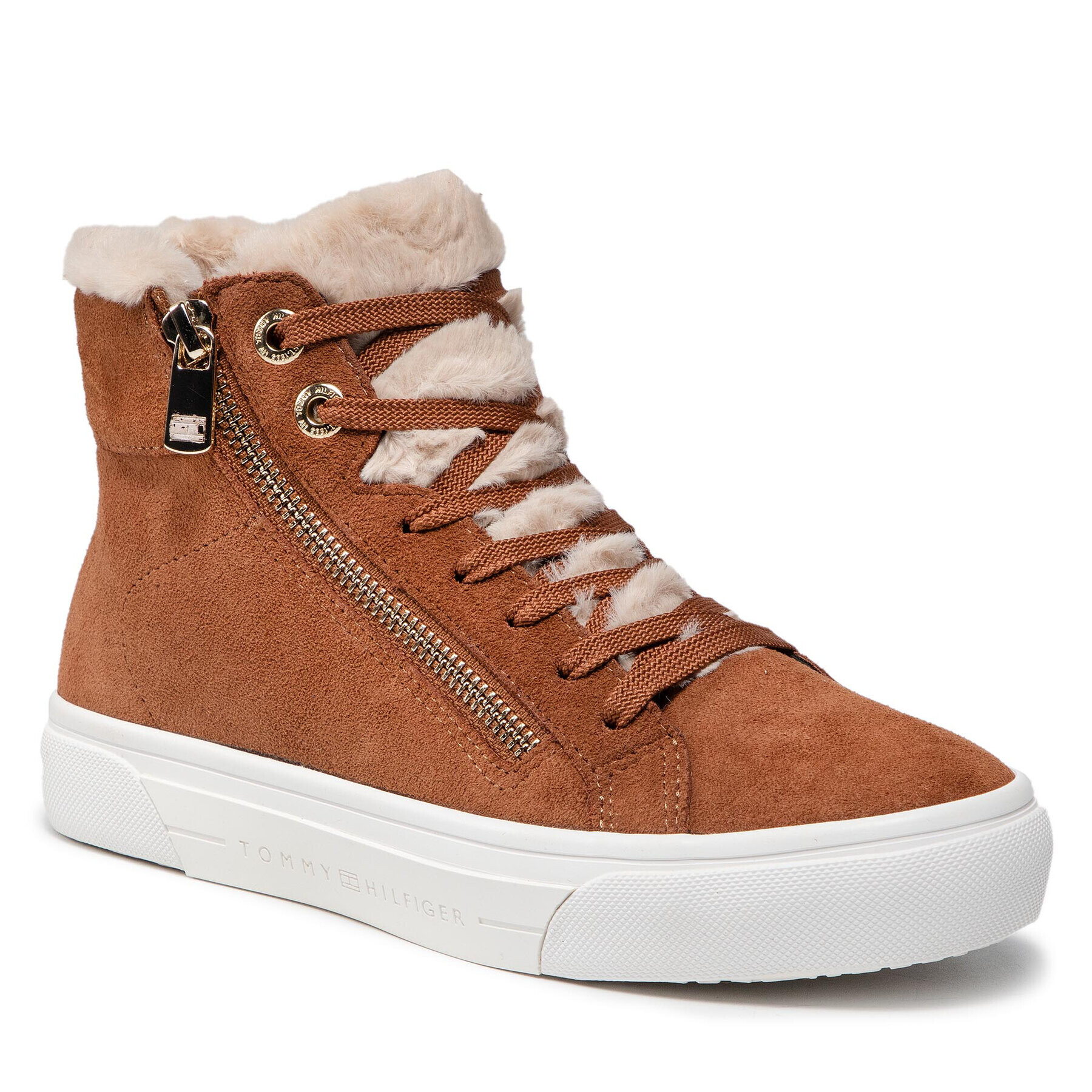 Tommy Hilfiger Боти Suede Warmlined Th Mid Sneaker FW0FW05362 Кафяв - Pepit.bg