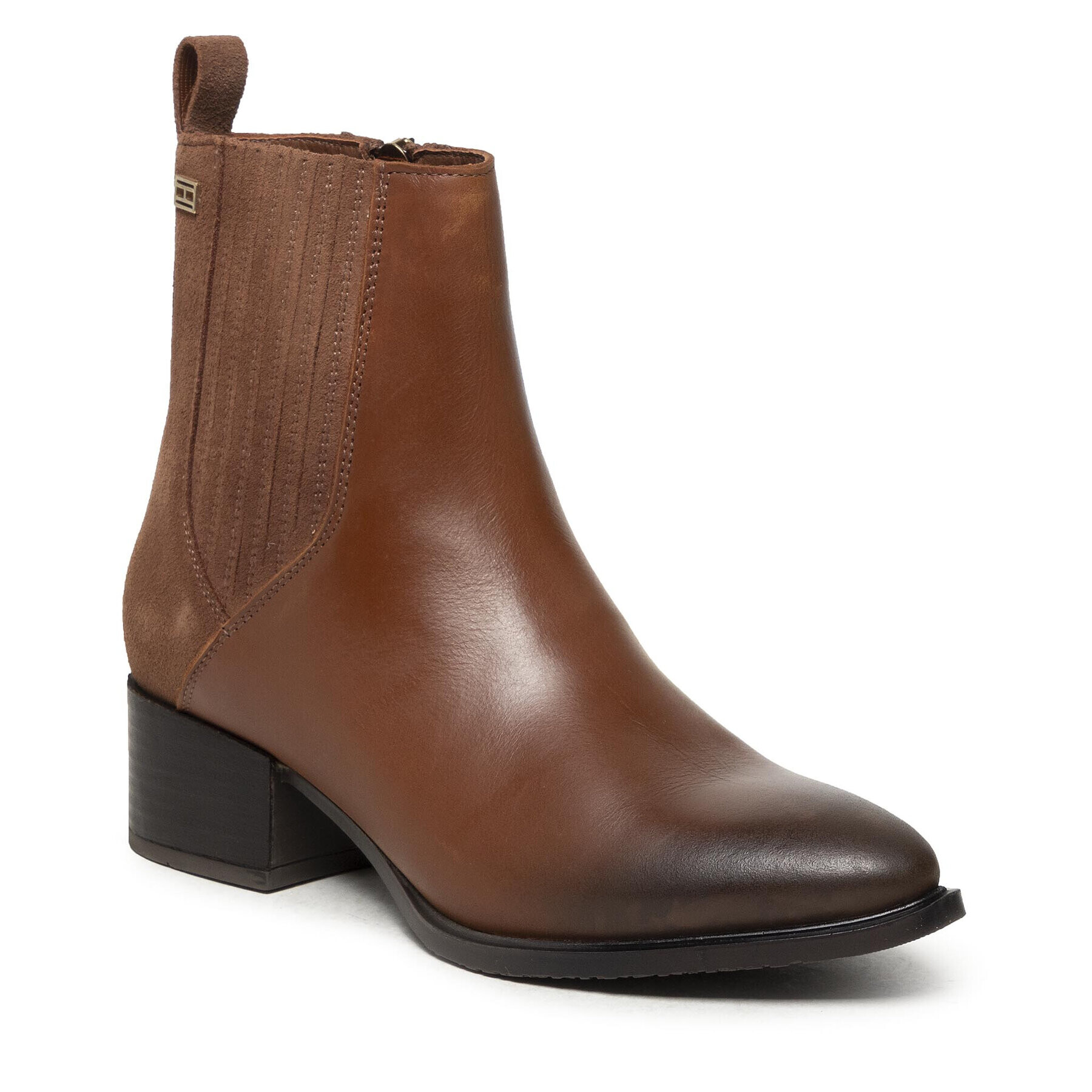 Tommy Hilfiger Боти Th Flag Stud Flat Boot FW0FW05972 Кафяв - Pepit.bg