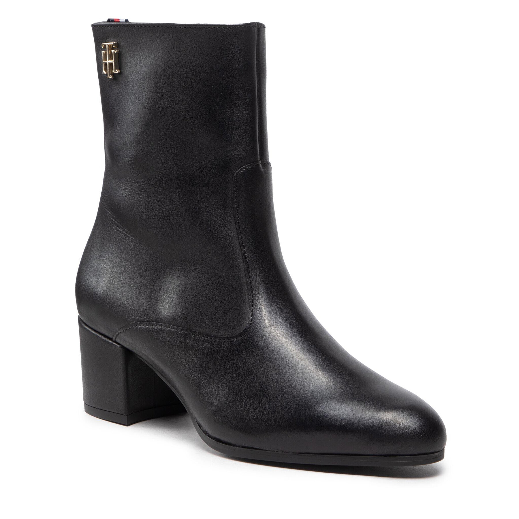 Tommy Hilfiger Боти Th Hardware Bootie Leather FW0FW06760 Черен - Pepit.bg