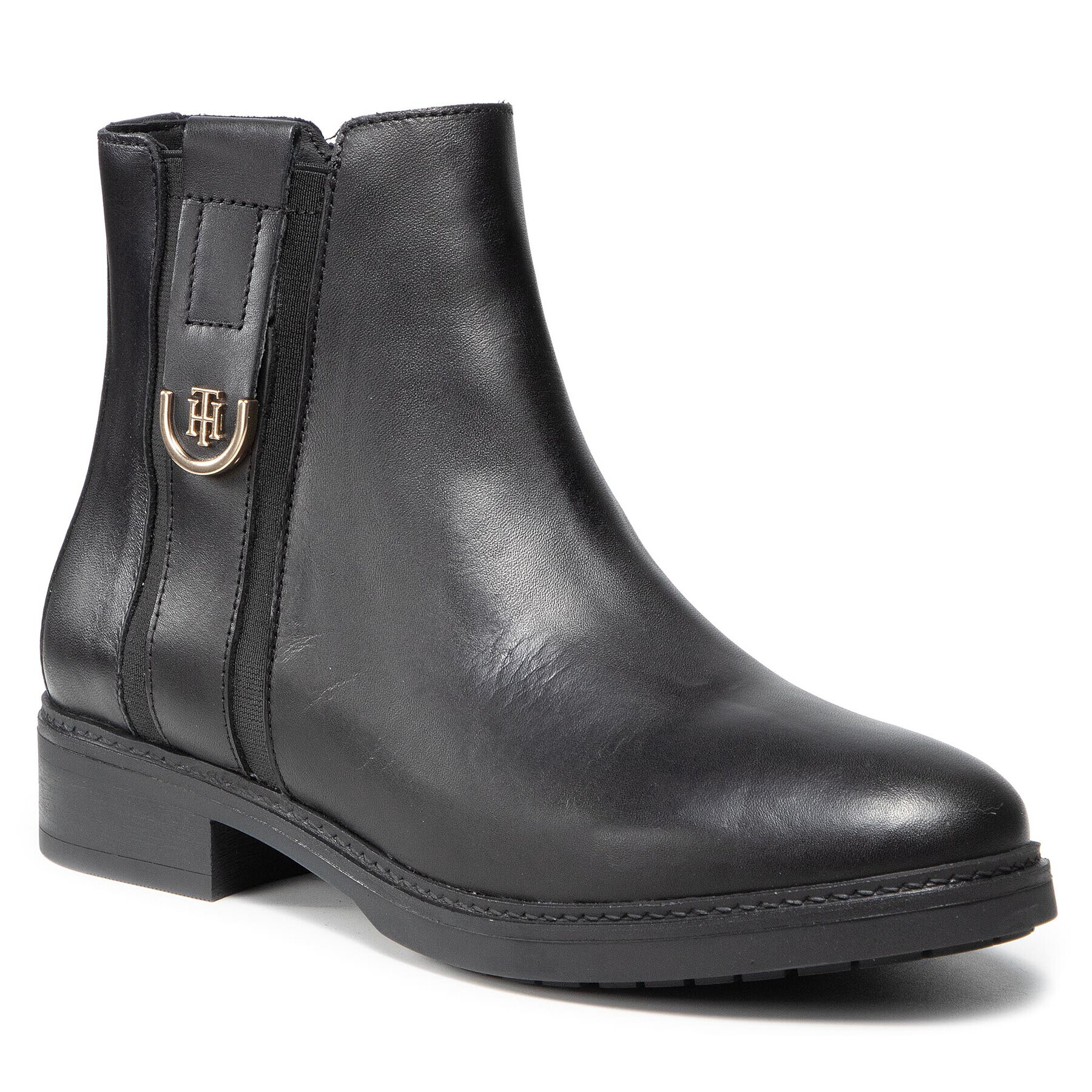Tommy Hilfiger Боти Th Hardware Leather Flat Boot FW0FW05996 Черен - Pepit.bg