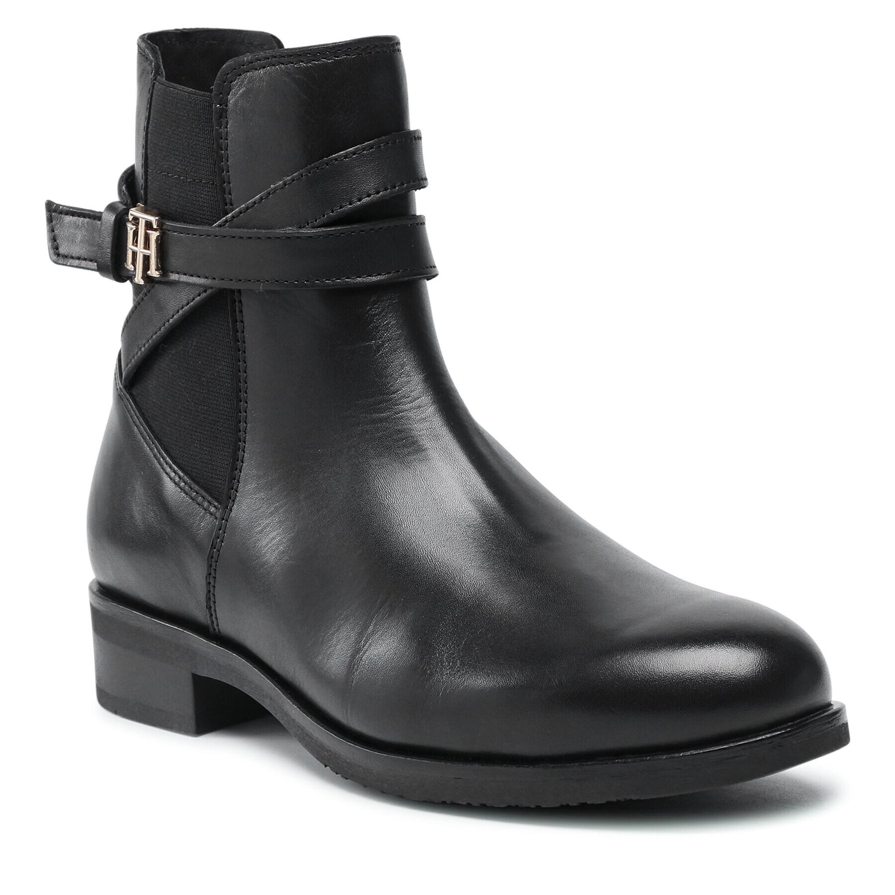 Tommy Hilfiger Боти Th Hardware On Belt Flat Boot FW0FW05967 Черен - Pepit.bg