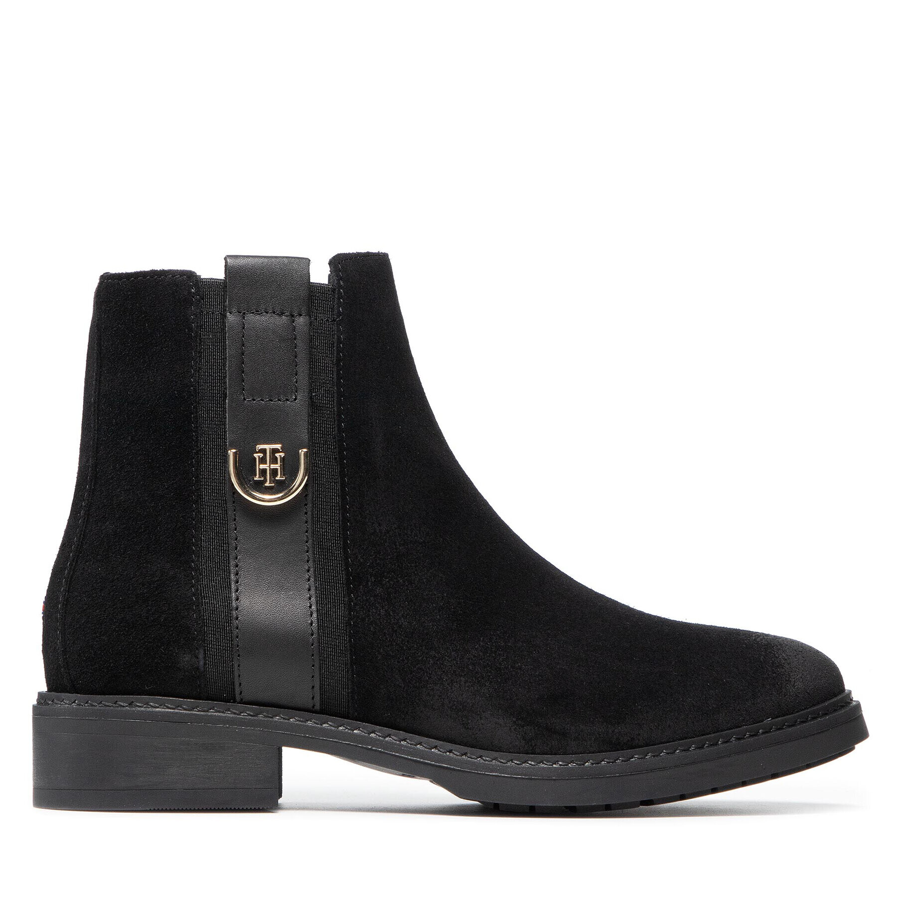Tommy Hilfiger Боти Th Hardware Suede Flat Boot FW0FW05974 Черен - Pepit.bg