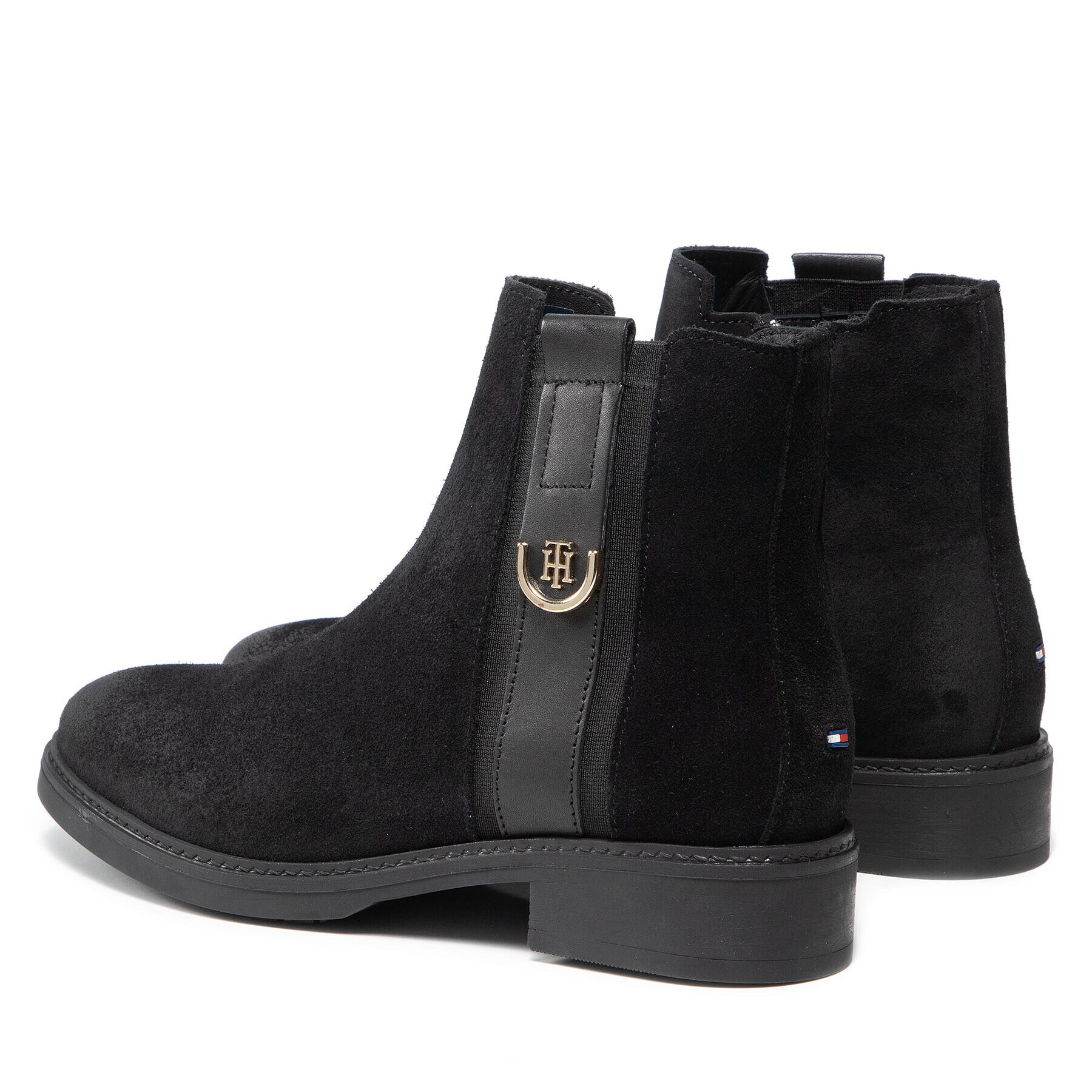 Tommy Hilfiger Боти Th Hardware Suede Flat Boot FW0FW05974 Черен - Pepit.bg